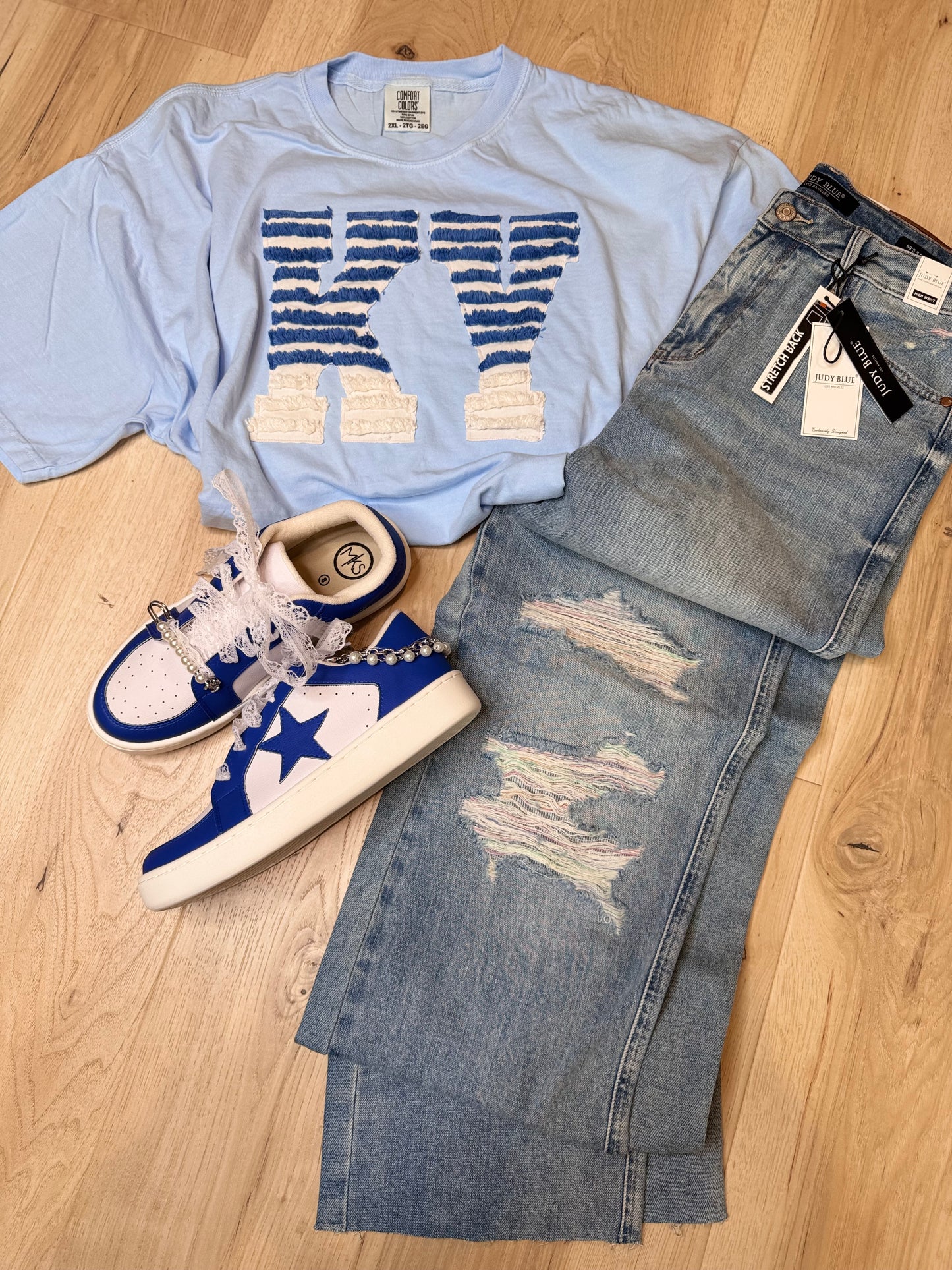 Blue & White Star Sneakers Tennis Shoes