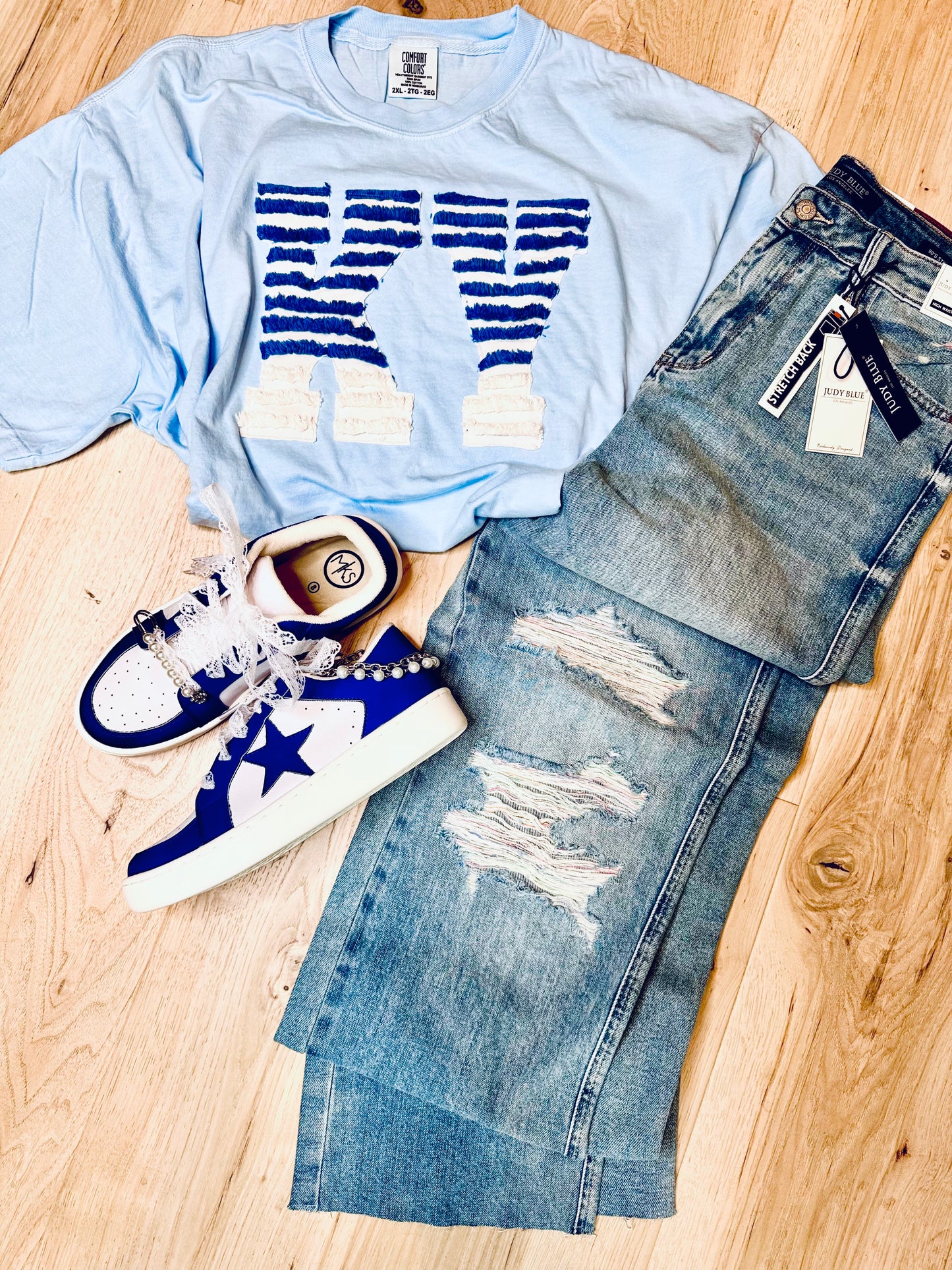 Blue & White Star Sneakers Tennis Shoes