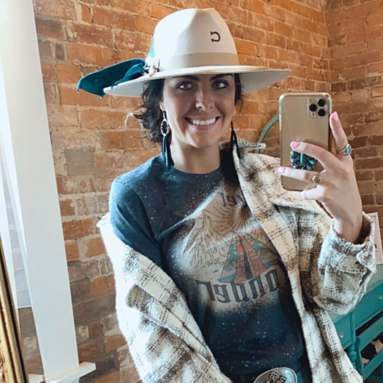 Turquoise Cowgirl custom Charlie 1 Horse Boho Western Hat