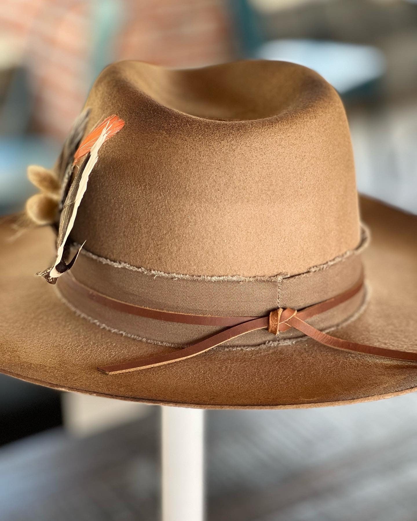 Fallin' Cowgirl Western Boho Brown Felt Hat Custom Branding Initials Personalized