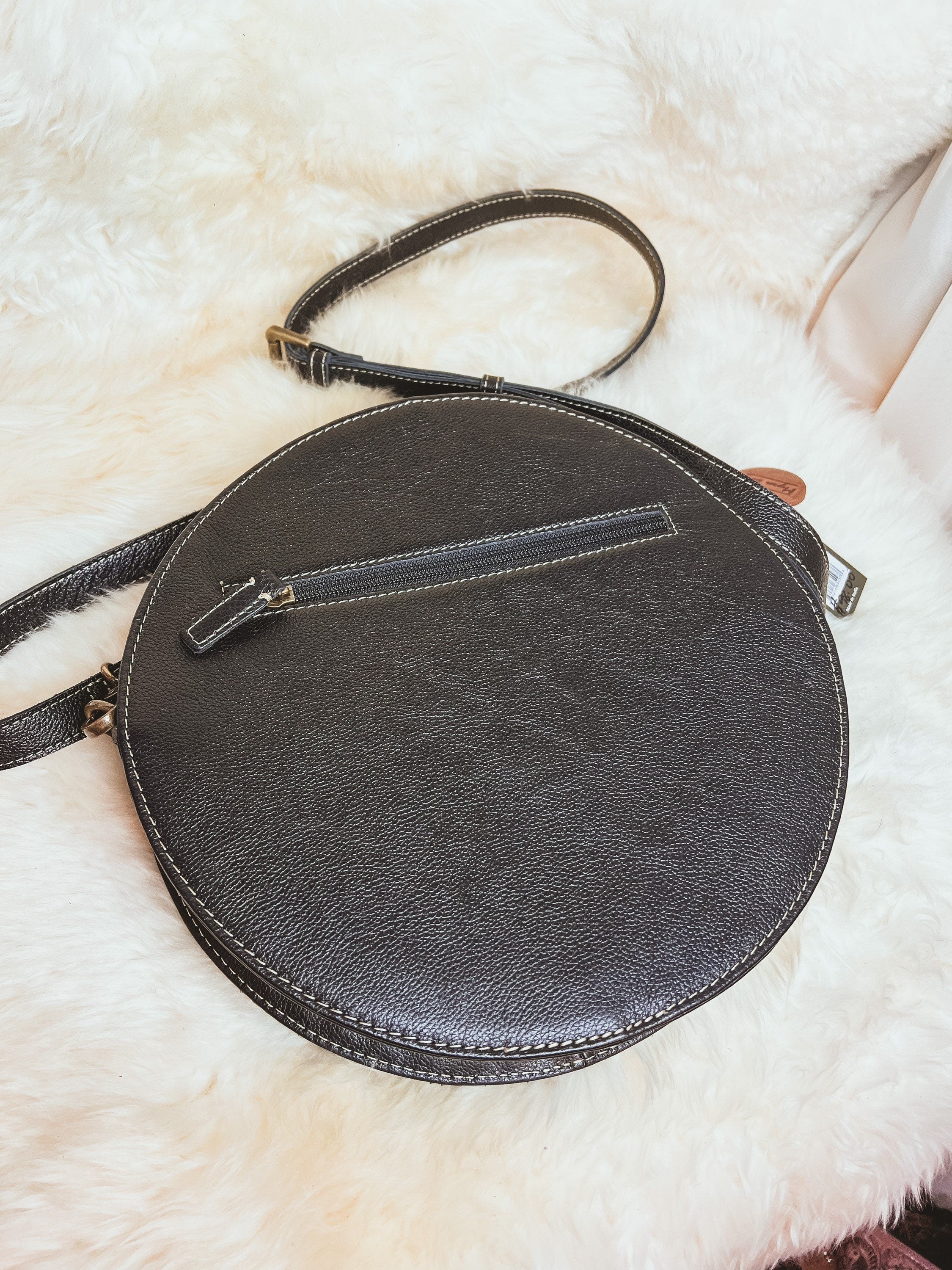 Custom branded cowhide Round Western Tooled Leather Crossbody bag