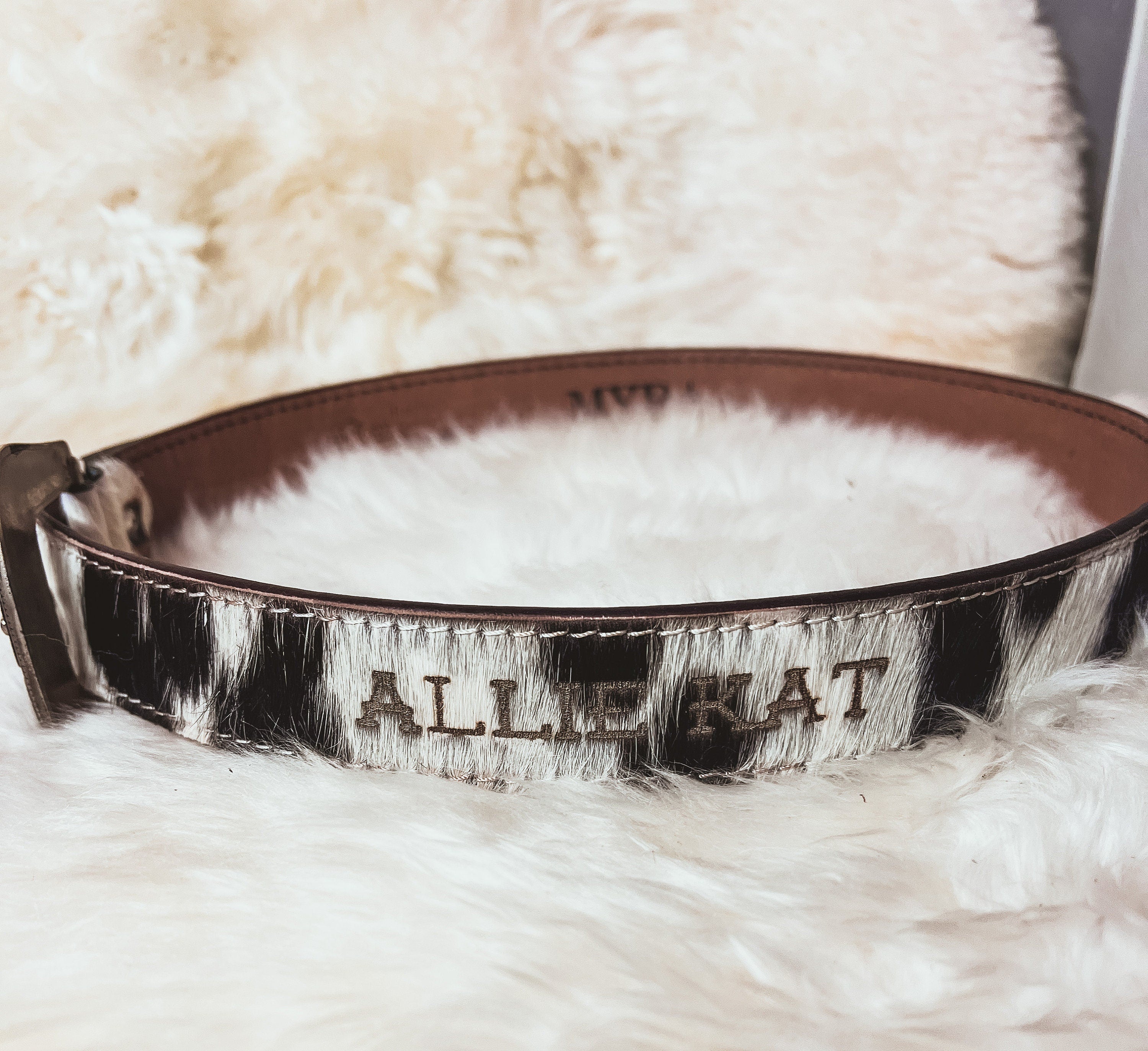 Custom Farm Brand Name/Initials/Monogram Cowhide Western Leather Belt with silver buckle and tip