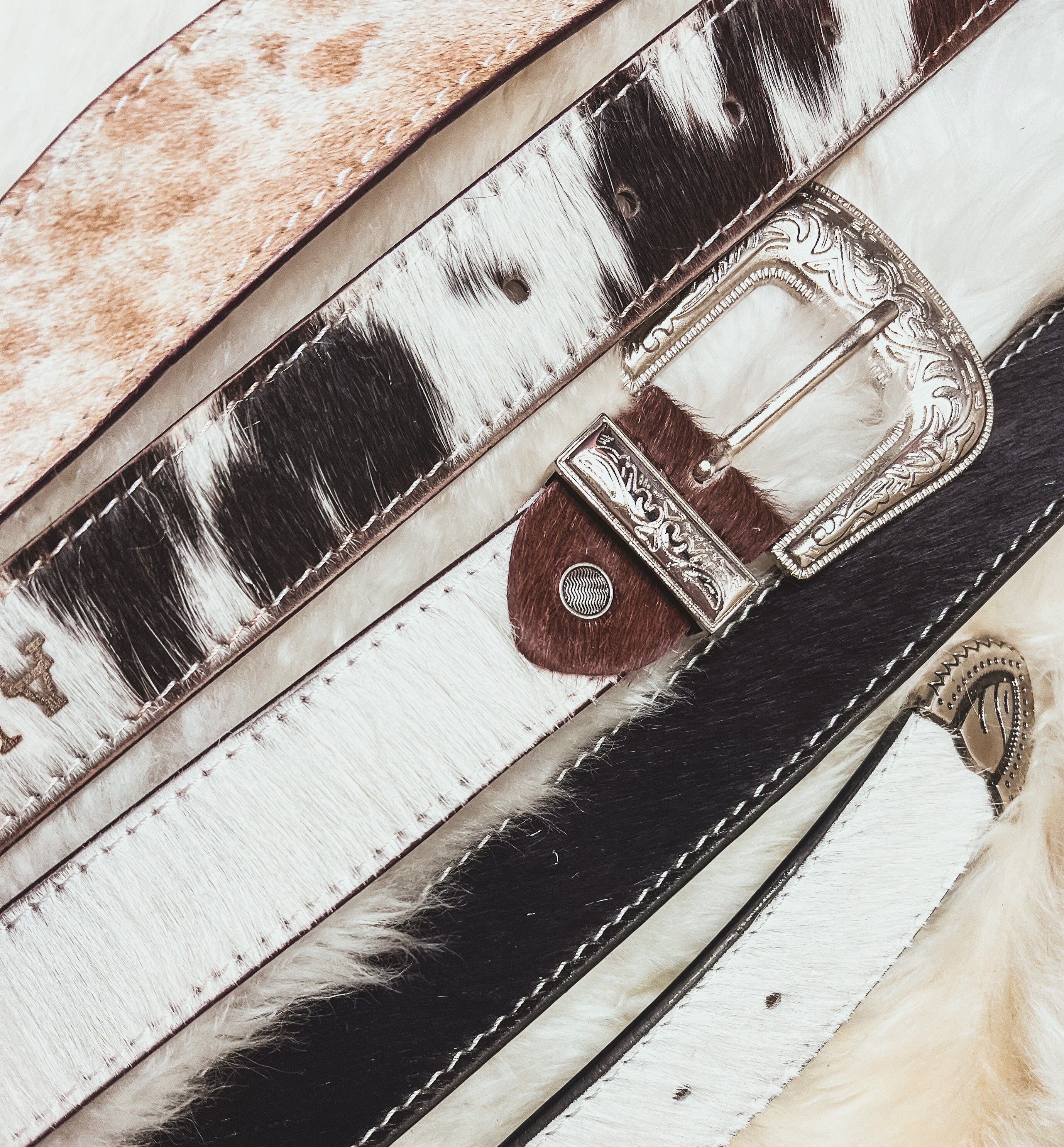 Custom Farm Brand Name/Initials/Monogram Cowhide Western Leather Belt with silver buckle and tip