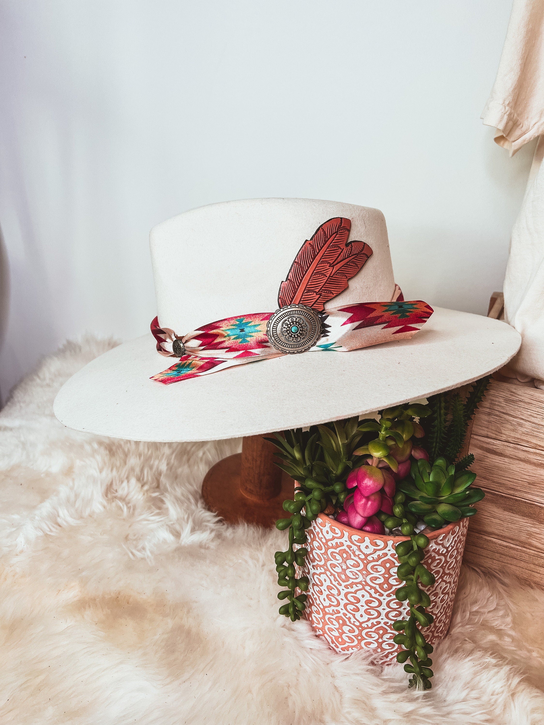 Custom Branded Charlie 1 Horse Navajo Wool Hat Aztec western farm brand cow brand cowgirl hat Wedding Bride