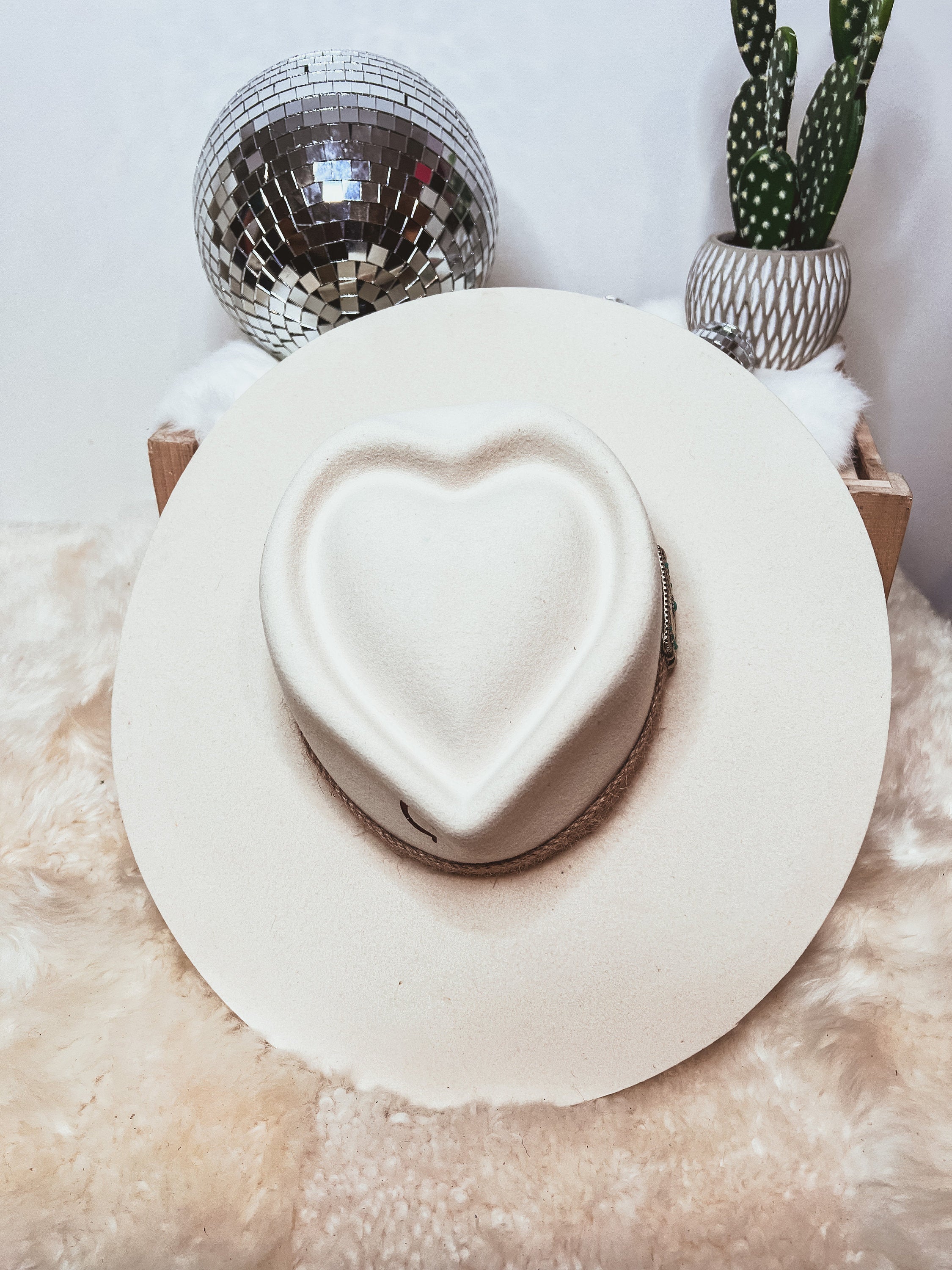 Custom Branded Charlie 1 Horse Cowgirl Hat Felt with Heart Crown Turquoise Concho Accent Boho Western Bridal Wedding Bride Bachelorette