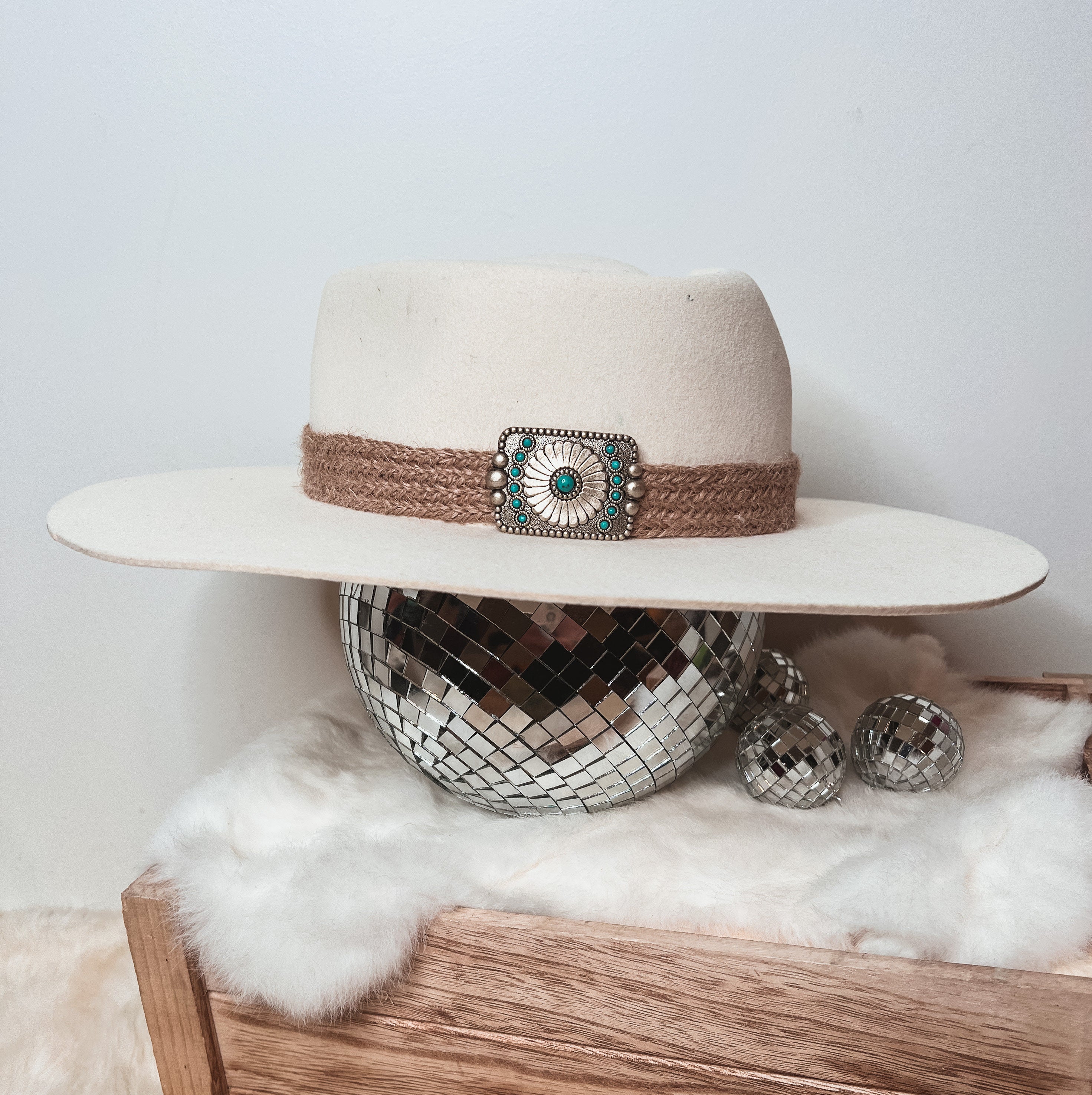 Custom Branded Charlie 1 Horse Cowgirl Hat Felt with Heart Crown Turquoise Concho Accent Boho Western Bridal Wedding Bride Bachelorette