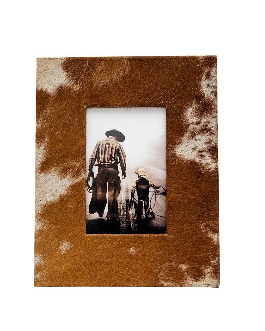Custom Cowhide Photo Frame Farm Brand Wedding or Christmas Gift