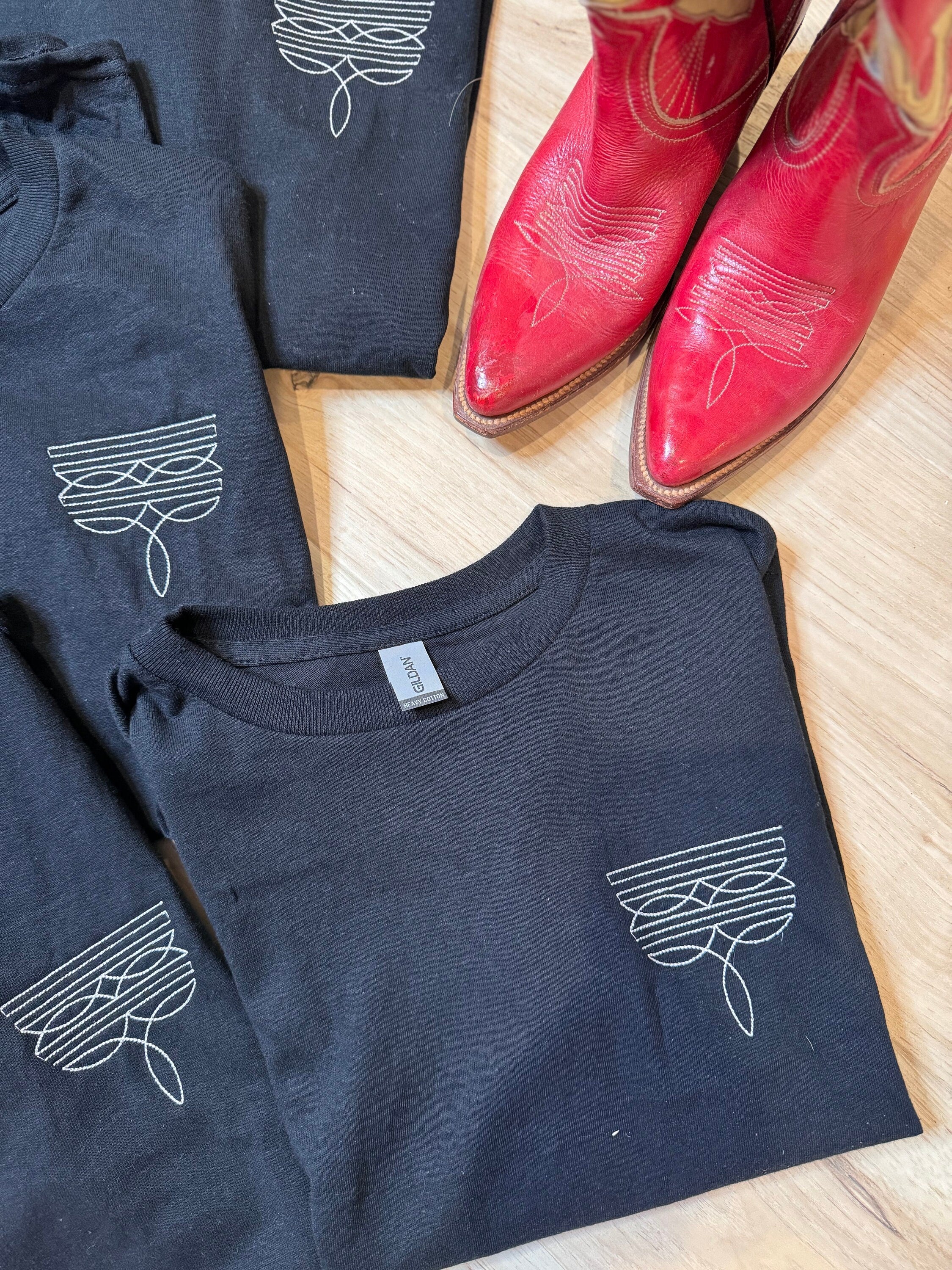 Boot Stitch Embroidered T-shirt, Cowboy Boot, Western T-shirt, Cowgirl Apparel