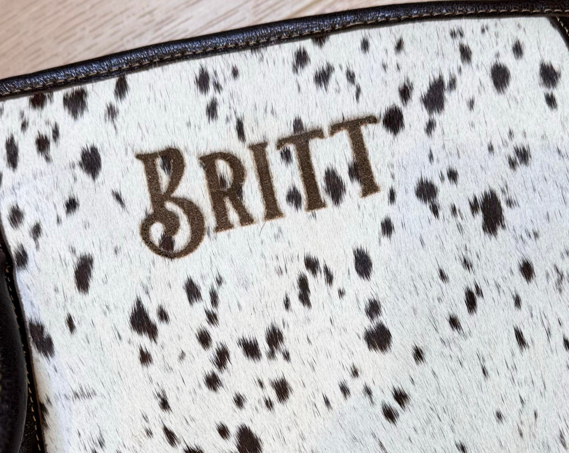 Custom Branded Turquoise Leather & Cowhide Shotgun Rifle padded Case Farm Brand Cow Brand Initials Personalized Men’s Ladies Hunter Gift
