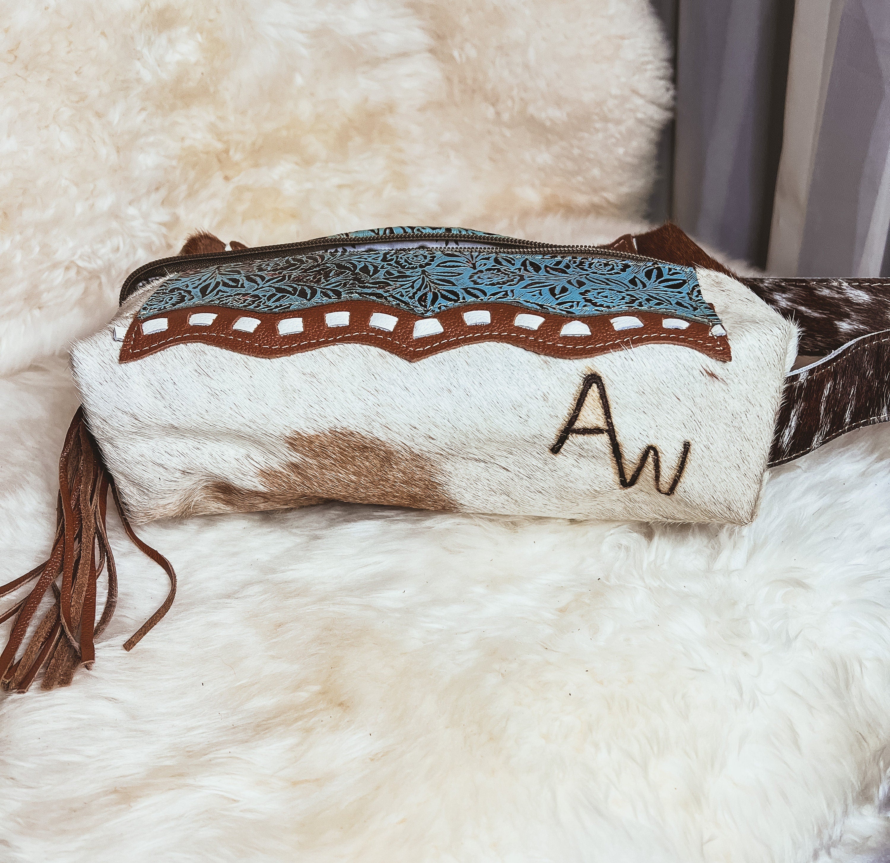 Custom Branded Cowhide Western Gun Pistol Case 11 inch or 15 inch Farm Brand Cow Brand Initials Personalized Gift Mens Ladies Gift Hunter