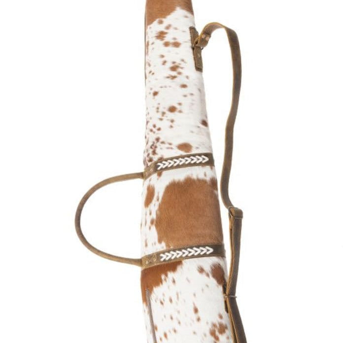 Custom Branded Distressed & Cowhide Leather Shotgun Rifle padded Case Farm Brand Cow Brand Initials Personalized Men’s Ladies Hunter Gift