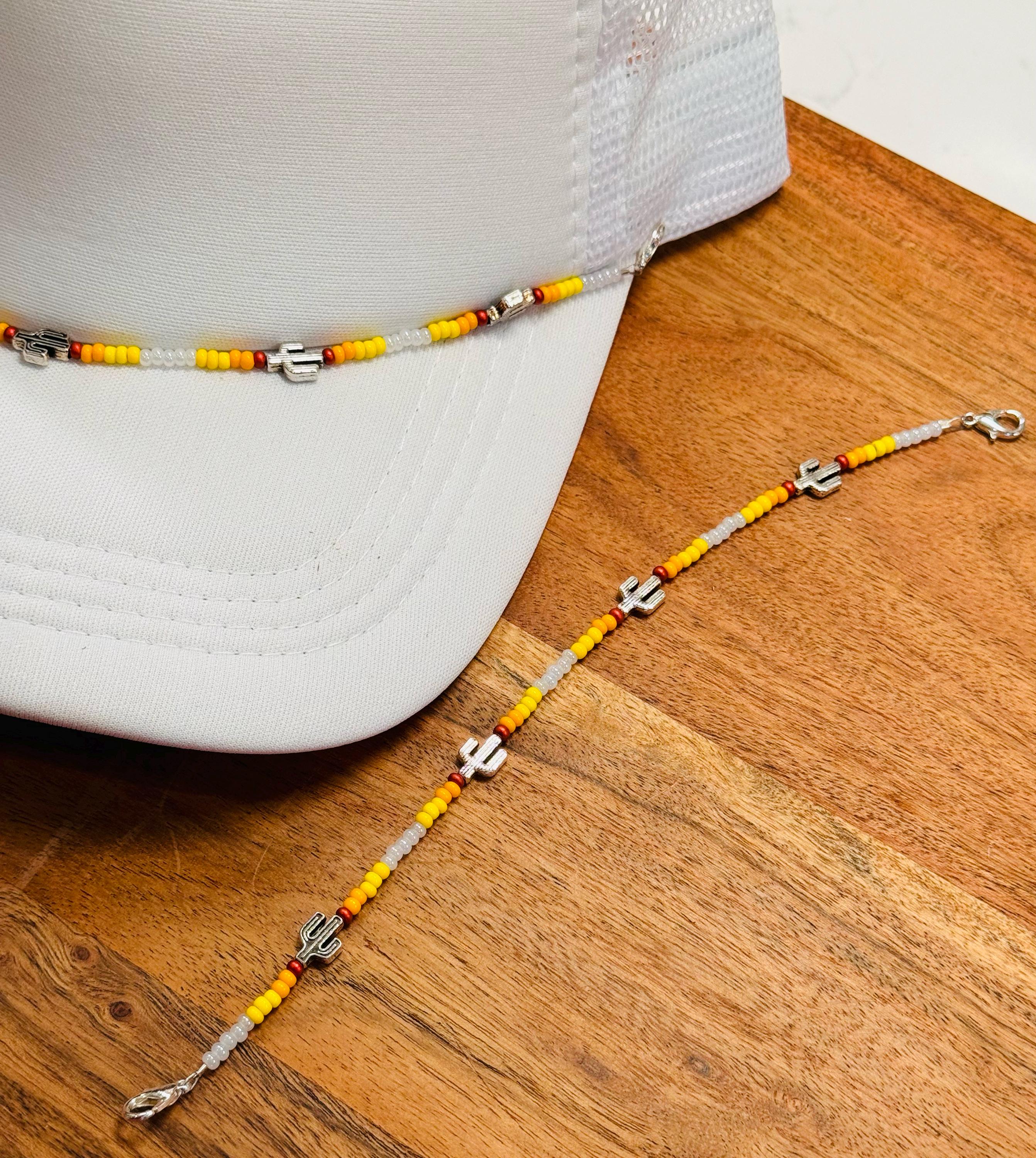 Yellow Red Orange and White with Cactus Trucker Hat Chain Western Trucker Hat Chain Decorate Your Own Trucker Hat Baseball Hat Cap Chain