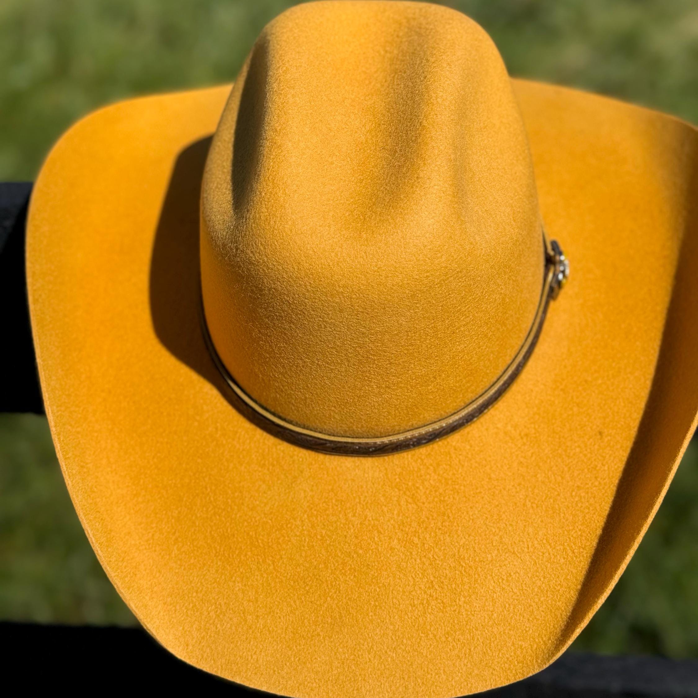 Western Cattleman style Wool Hat in Mustard Cowboy Hat Cowgirl Hat