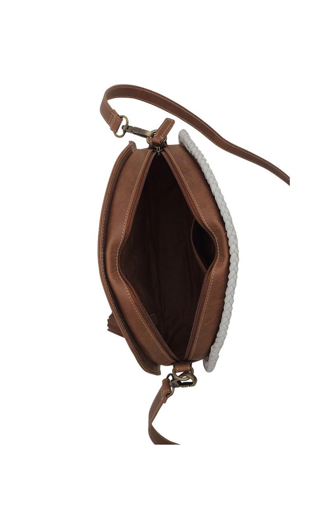 Custom branded cowhide Round Western Tooled Leather Crossbody bag