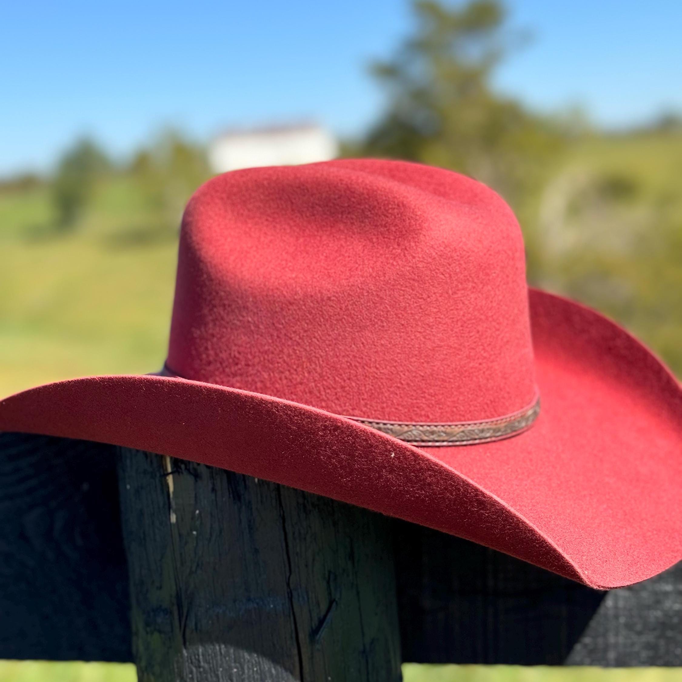 Western Cattleman style Wool Hat in Red Cowboy Hat Cowgirl Hat