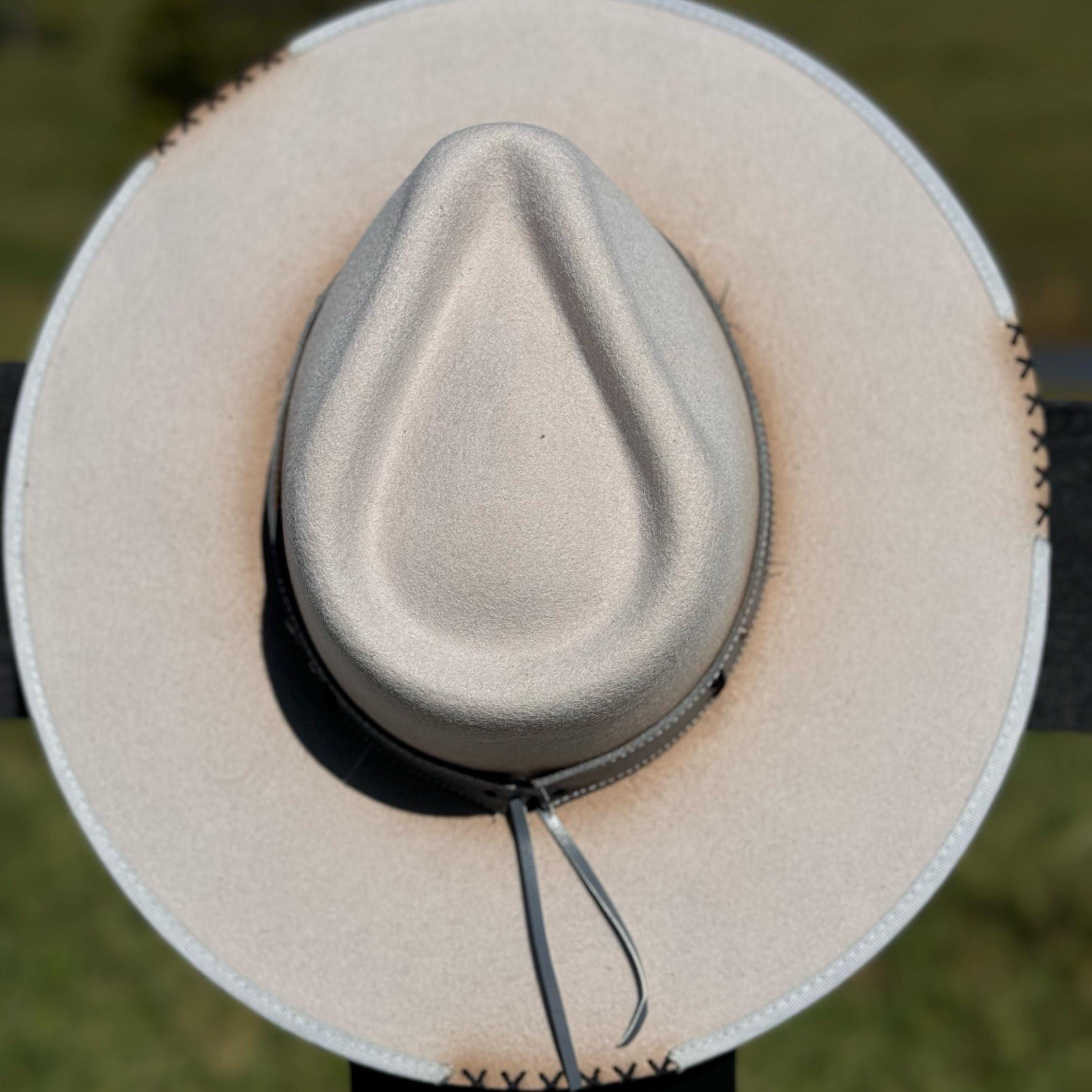 Western Fedora Style Premium Wool Hat in Silverbelly with leather & Turquoise Aztec Concho Cowgirl Hat