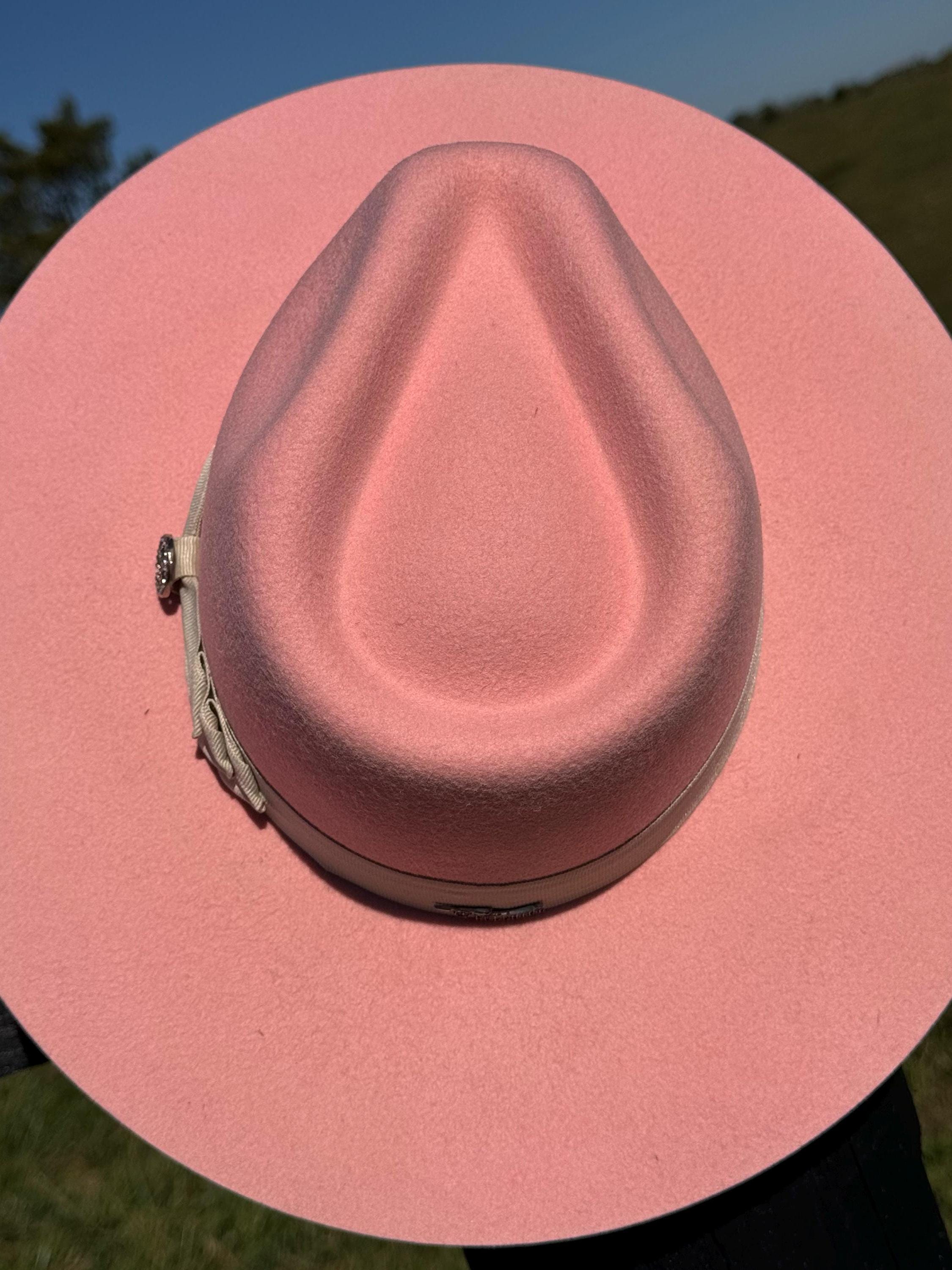 Western Fedora Style Flat Brim Pink Felt Hat Little Cowgirl Hat Hat Blank Childrens Hat