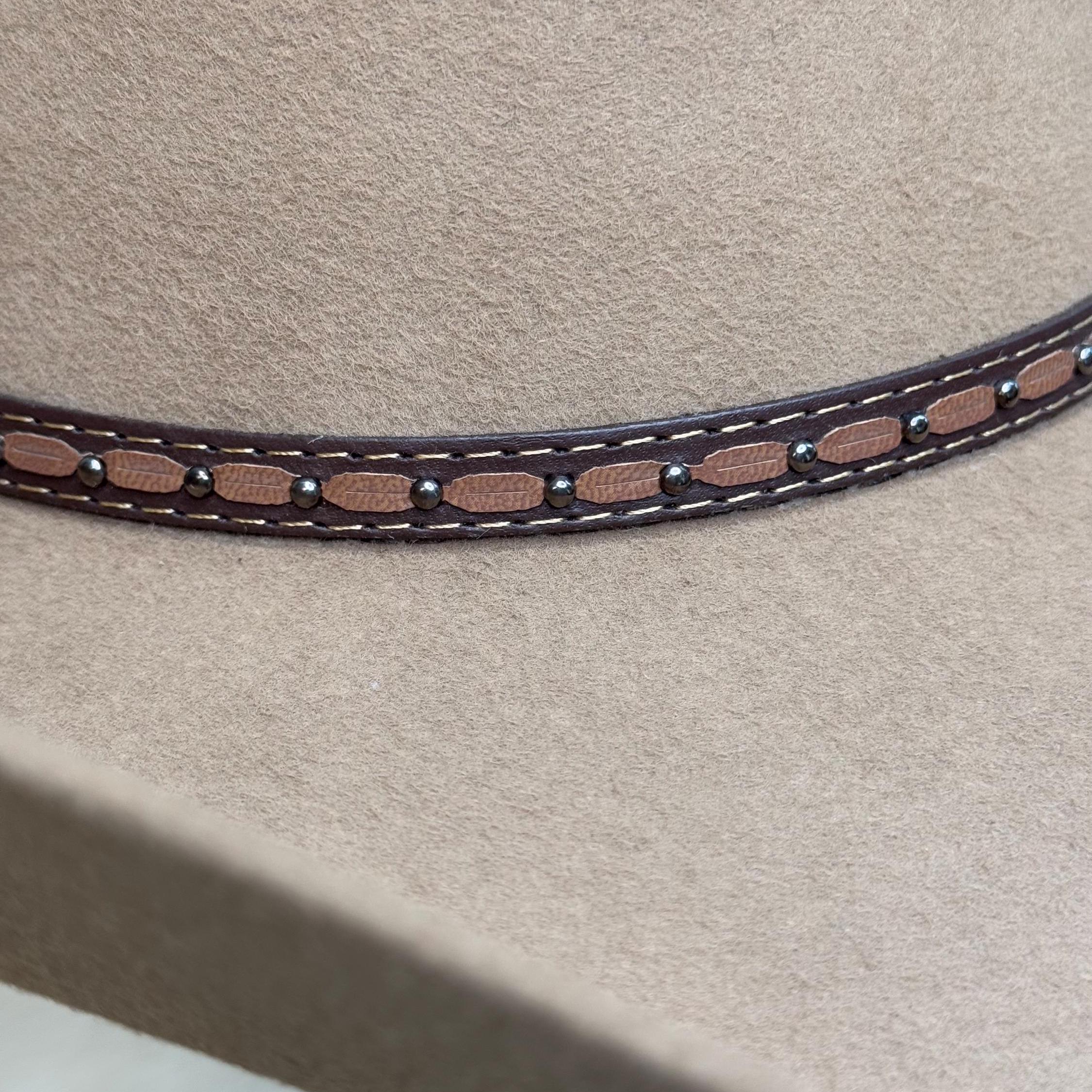 Customizable Cattleman Wool Cowboy Hat Western Classic Hat 100% Wool Personalized with Branding Iron Stiff Wide Brim 57cm 7 1/8" 6X Khaki