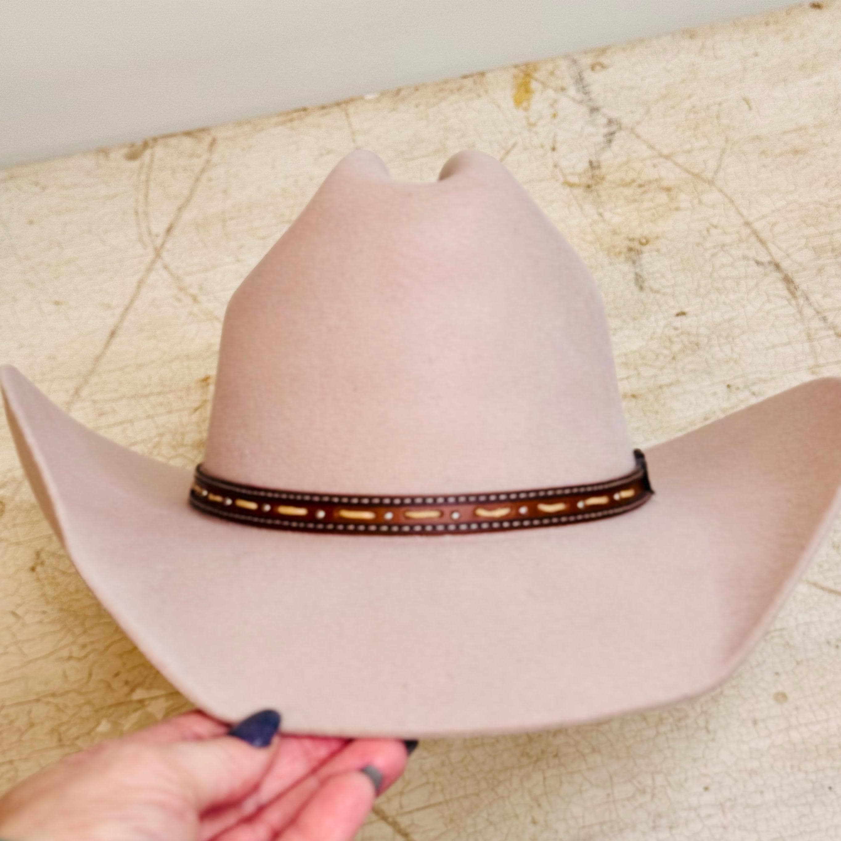 Customizable Cattleman Wool Cowboy Hat Western Classic Hat 100% Wool Personalized with Branding Iron Stiff Wide Brim 57cm 7 1/8" 6X Khaki