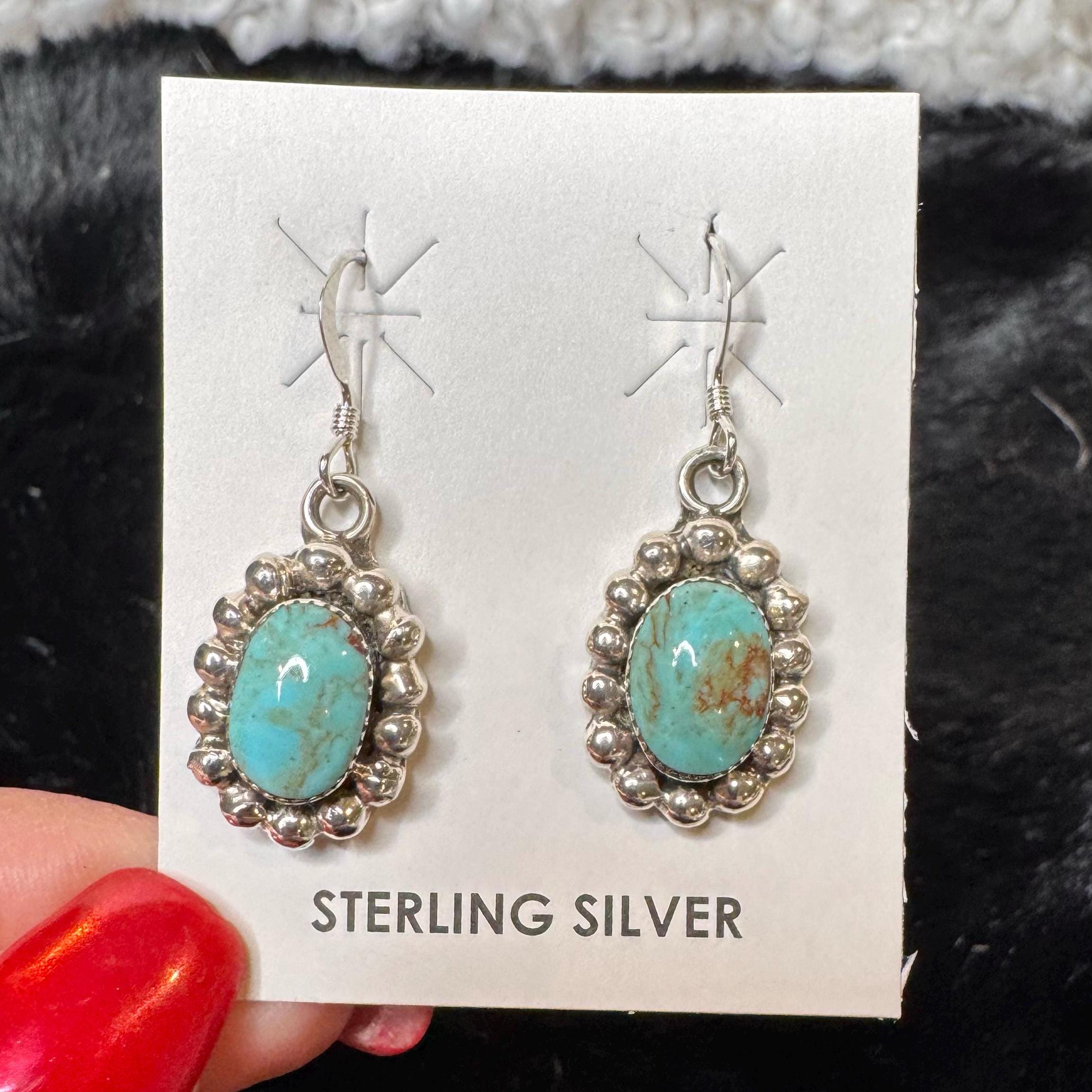 Sterling Silver Kingman Turquoise Dangle Earrings Sarah Yazzie