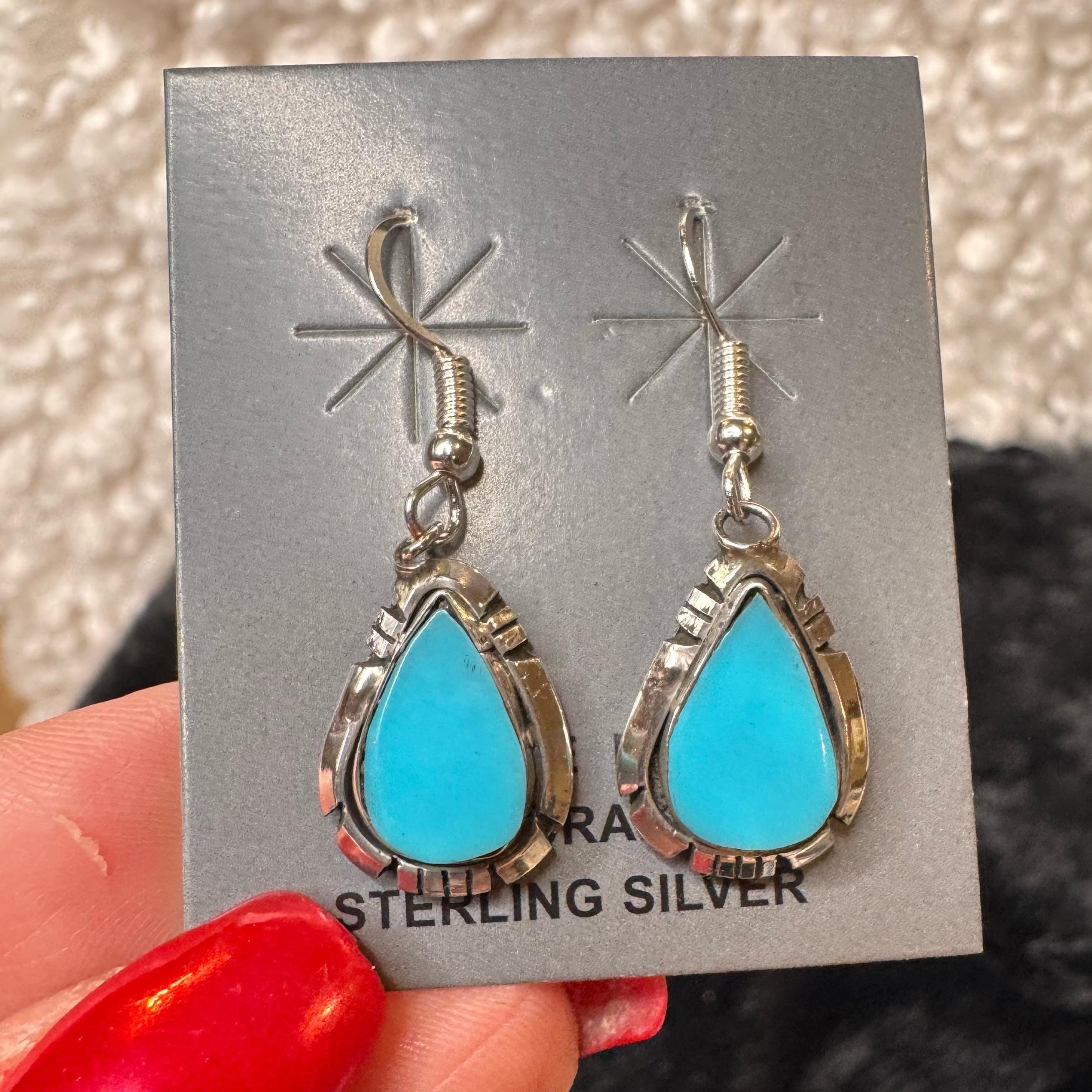 Sterling Silver Turquoise Dangle Earrings Calvin Spencer