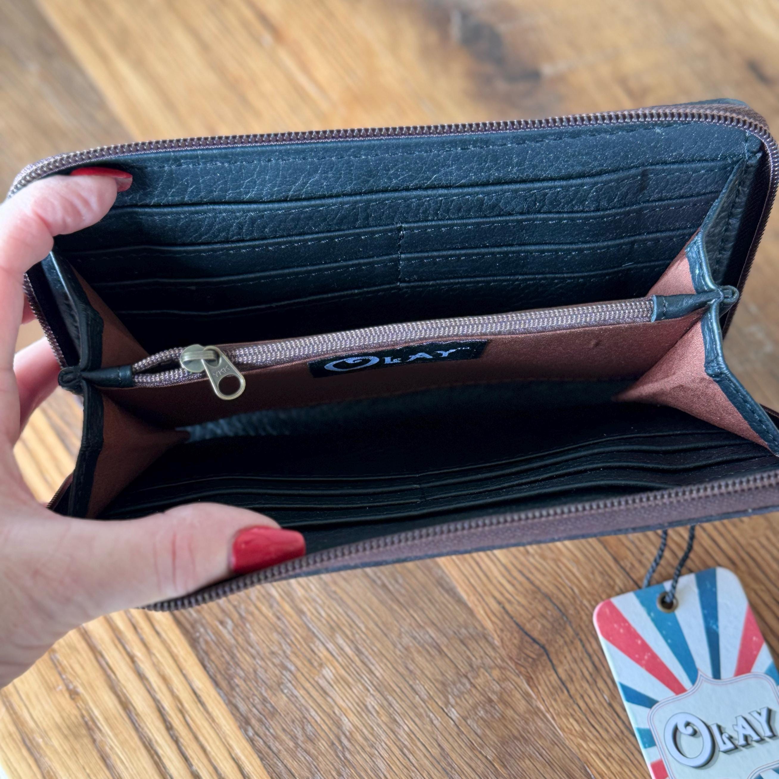 Tooled Leather & Cowhide Women's Zip around Style Wallet Western Wallet With Customizable with Your Farm Brand Name Initials Logo Monogram