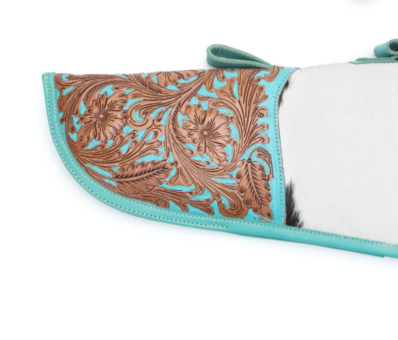 Custom Branded Cowhide & Tooled Leather Western Shotgun/Rifle padded Case Farm Brand Cow Brand Initials Personalized Men’s Women's Gift