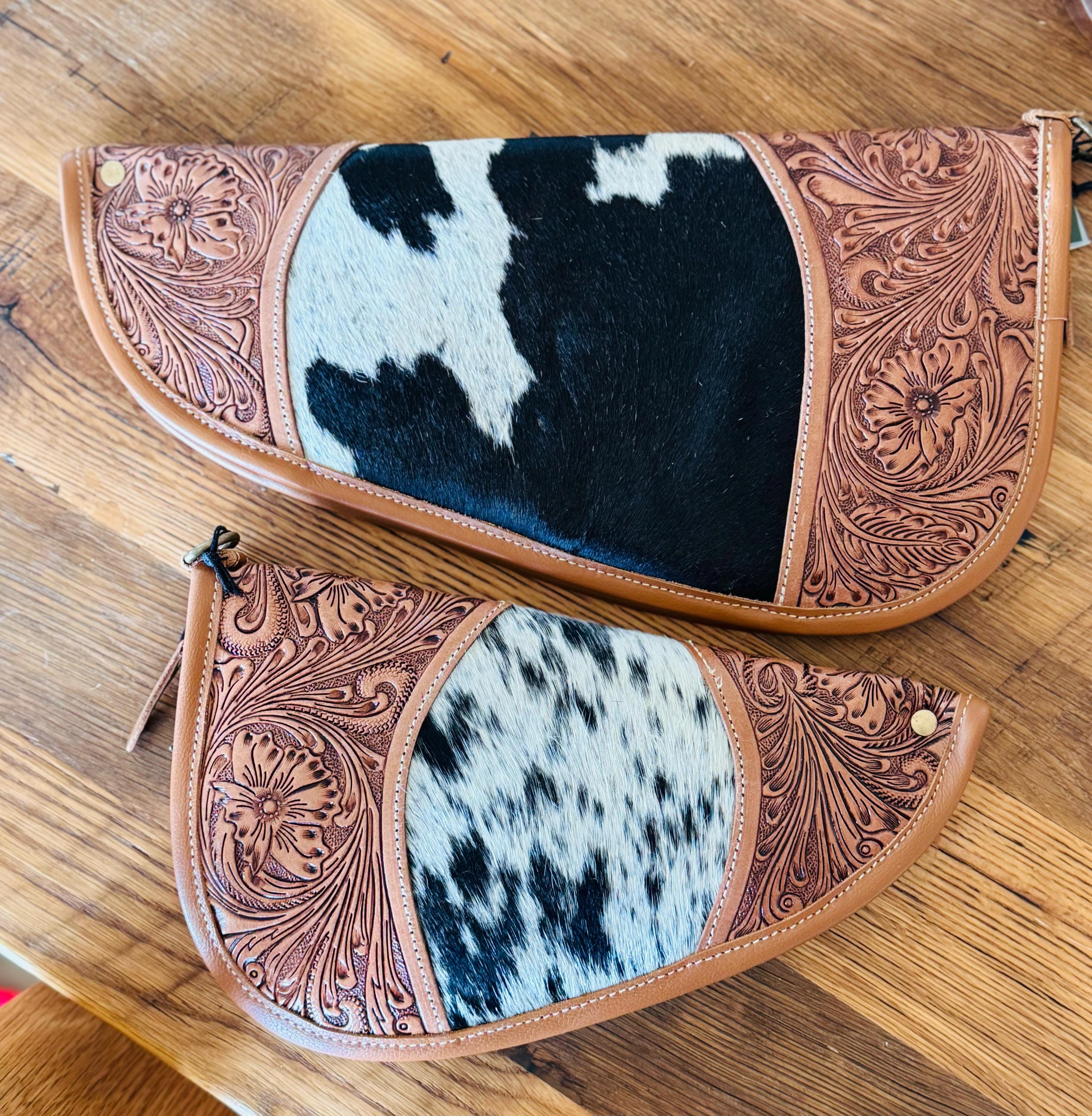 Custom Branded Cowhide Western Gun Pistol Case 11 inch or 15 inch Farm Brand Cow Brand Initials Personalized Gift Mens Ladies Gift Hunter