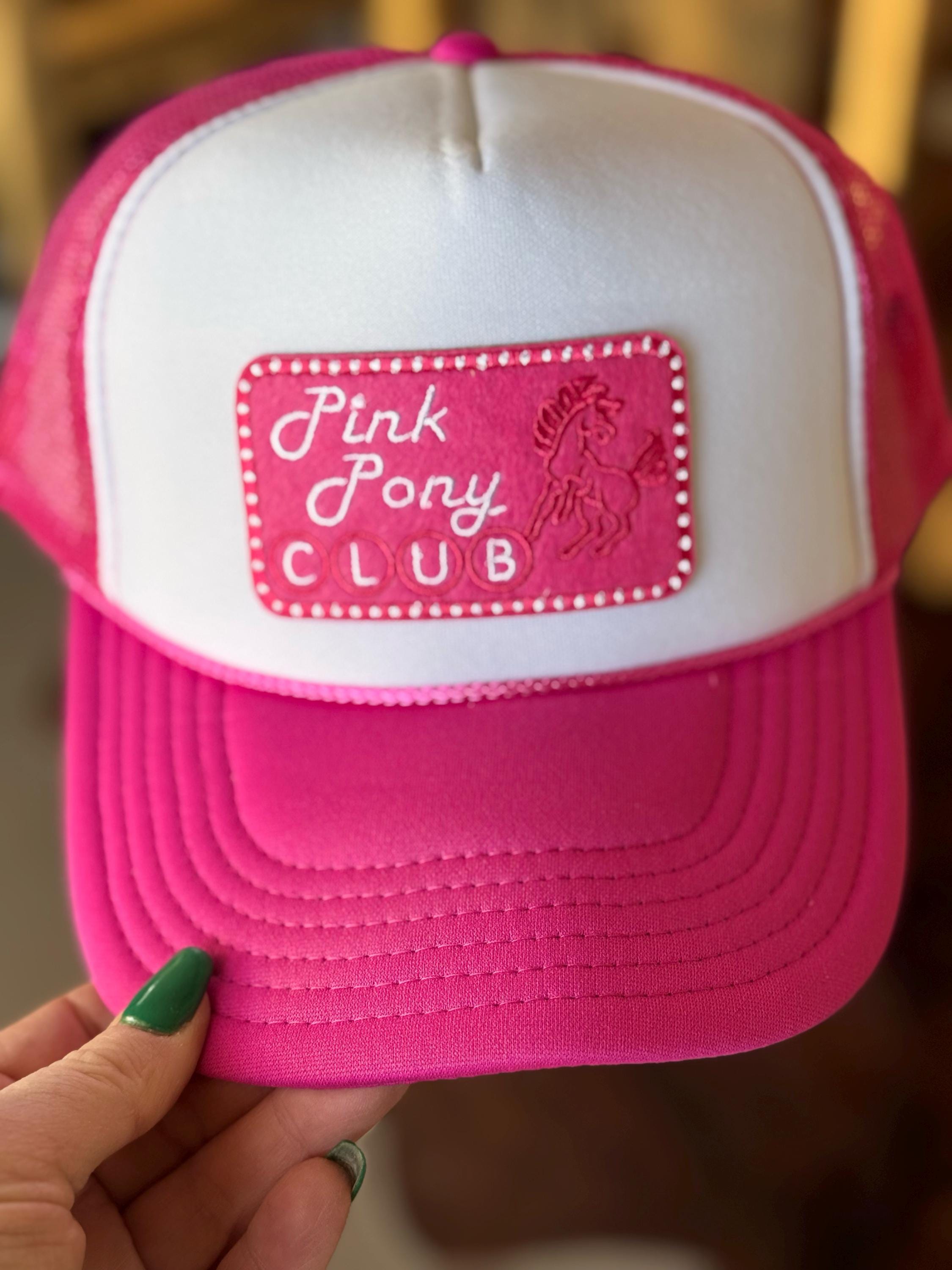 Pink Pony Club Embroidered Patch, Otto Foam Trucker Hat in Pink, Spring Break, Vacation, Beach Hat, Sun Hat Horse Patch Hat