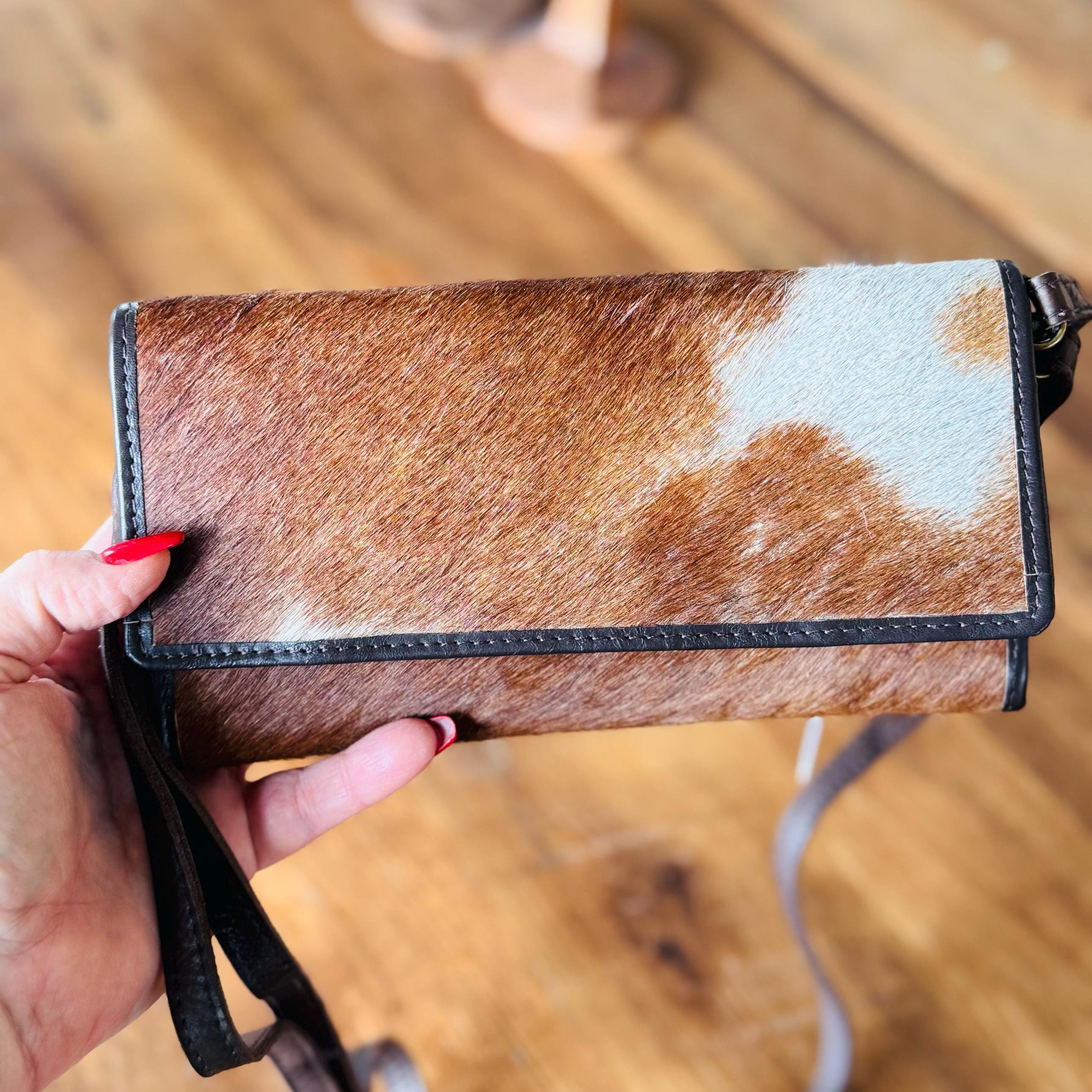 Custom Branded Cowhide Wallet, Women's Western Wallet, Gifts For Mom Farm Brand, Cattle Brand, Name, Initials, Monogram Crossbody Wristlet