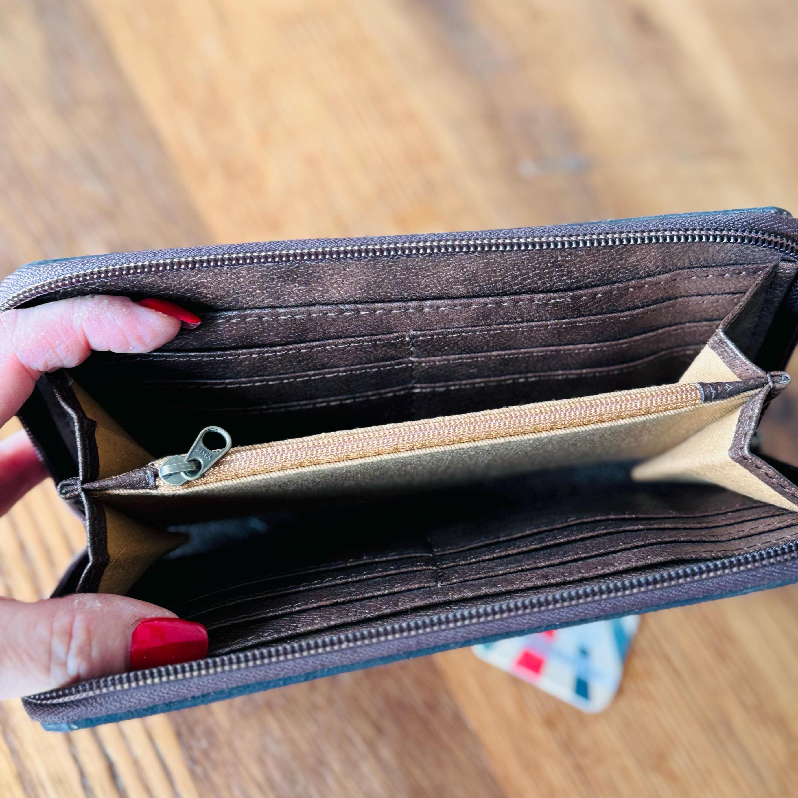 Tooled Leather Women's Zip around Style Wallet Western Wallet Cowgirl Wallet Gifts for Mom