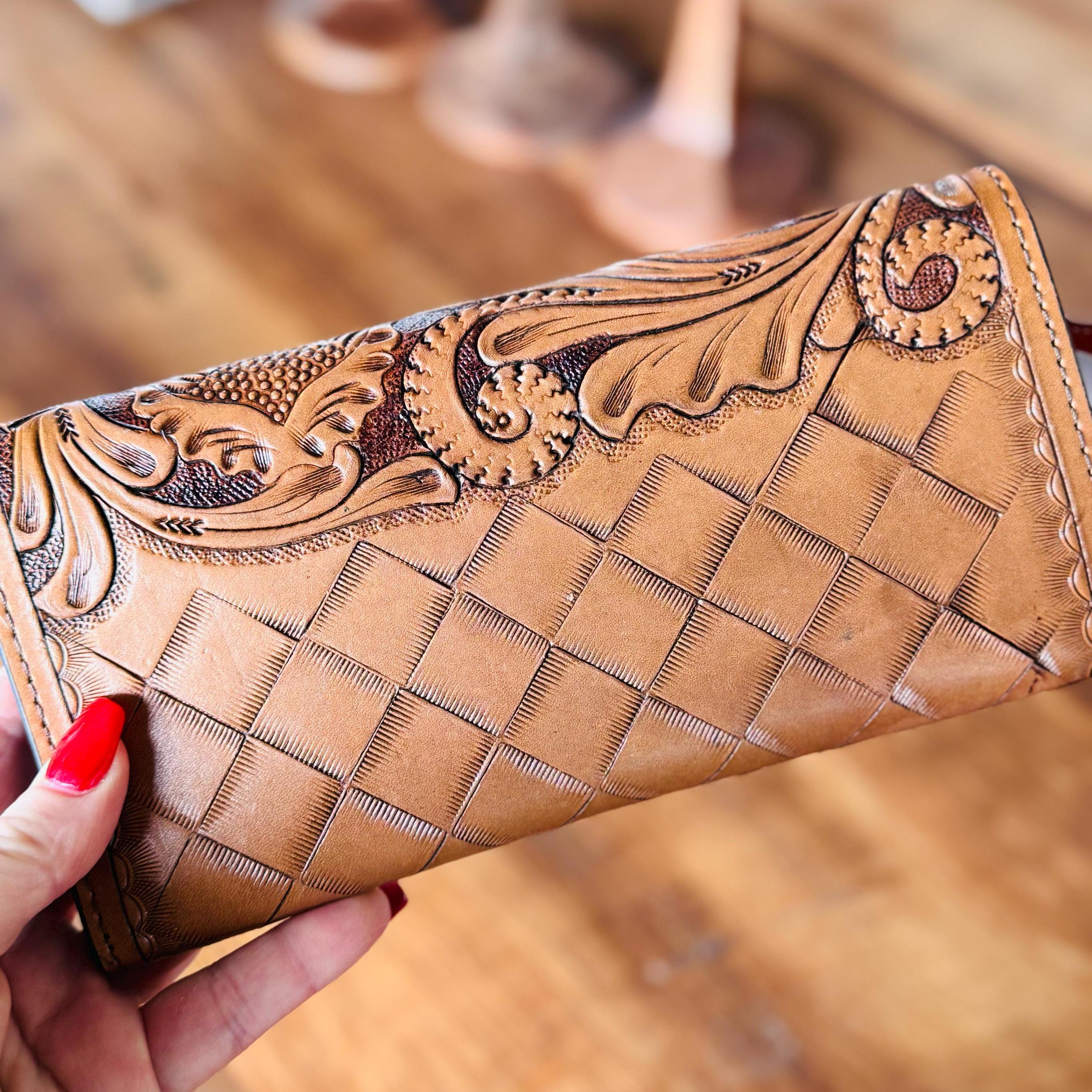 Tooled Leather Western Style Wallet Gifts for Her Mothers Day Gift Cowgirl Wallet Western Wallet Envelope Style