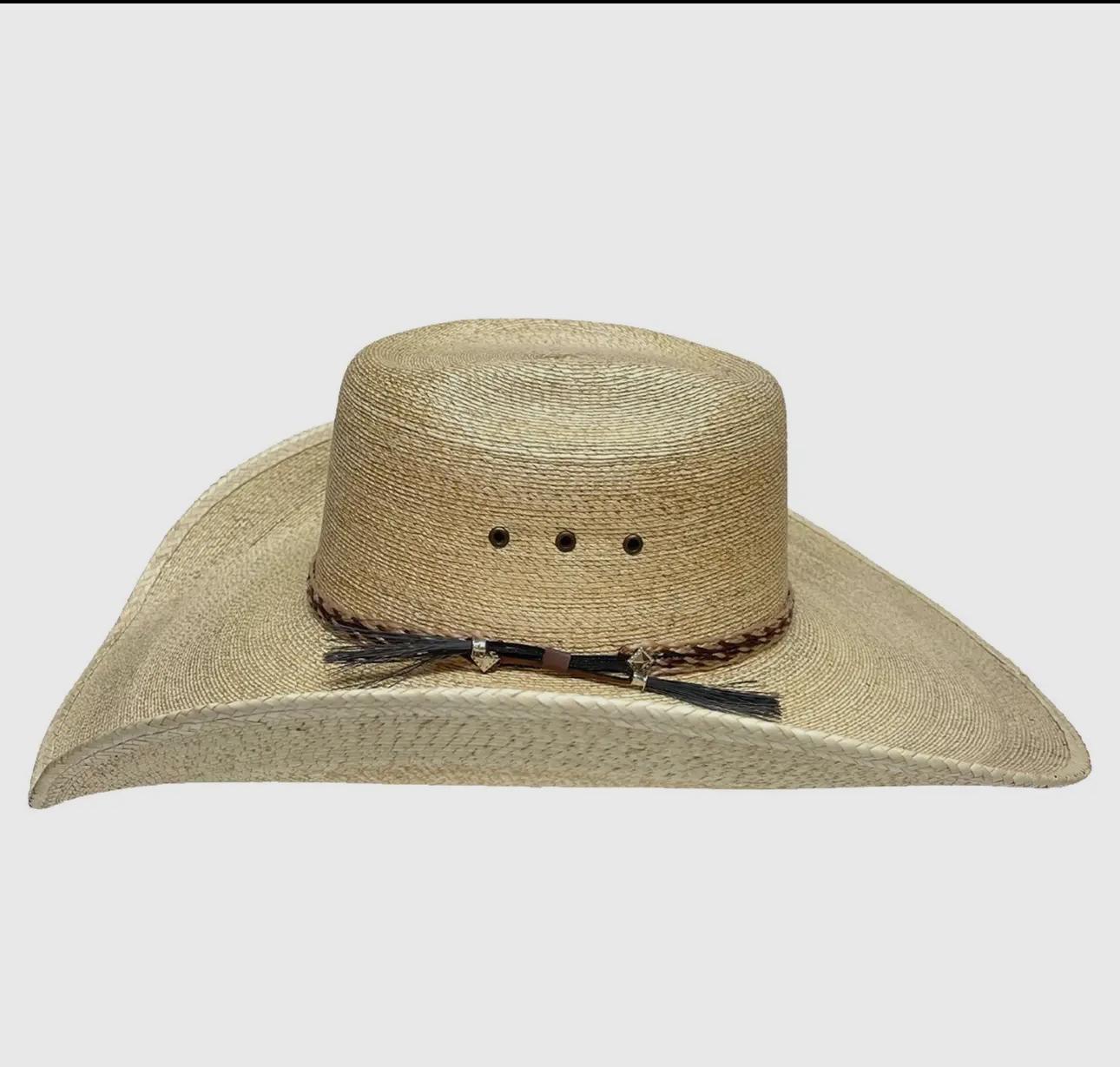 Natural Straw Cowboy Hat with Brick shape Crown, Cowgirl Hat, Custom Hat, Cattleman Style, Turned up Brim Mens Hat Women's Hat Summer Hat