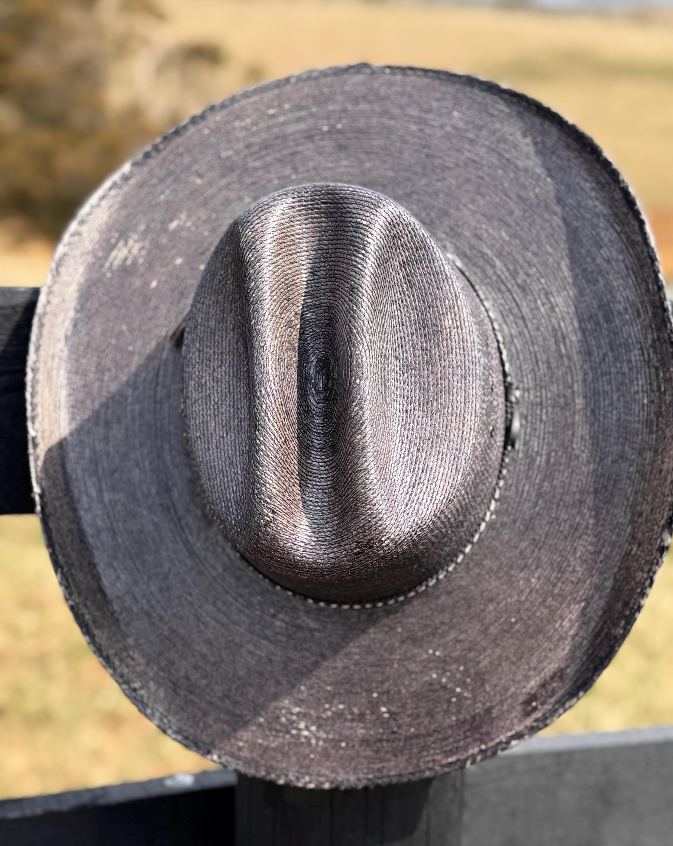 Black Straw Cowboy Hat with black band, Cowgirl Hat, Custom Hat, Cattleman Style, Turned up Brim Mens Hat Women's Hat Summer Hat