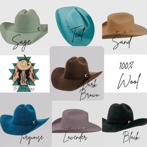 Fall Cattleman Style Hat – Western Cowboy Hat – Jewel Tone Felt Hat – Can be Custom Burned & Decorated – Sizes Small–XL 100% Wool