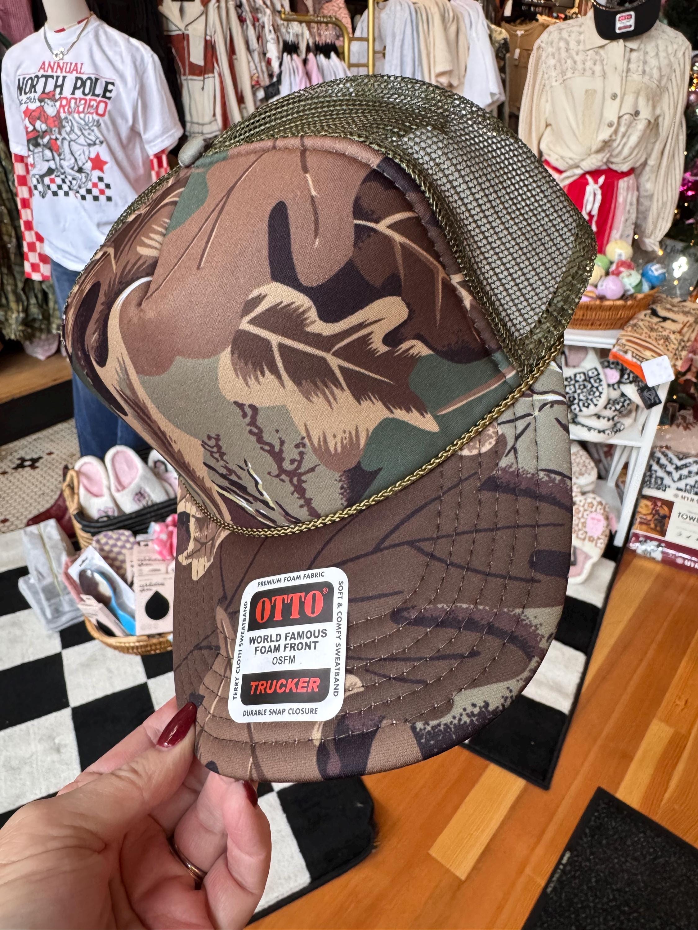 Camouflage Otto Blank Trucker Hat, DIY for Patches, Camo Hat, Mesh Snapback