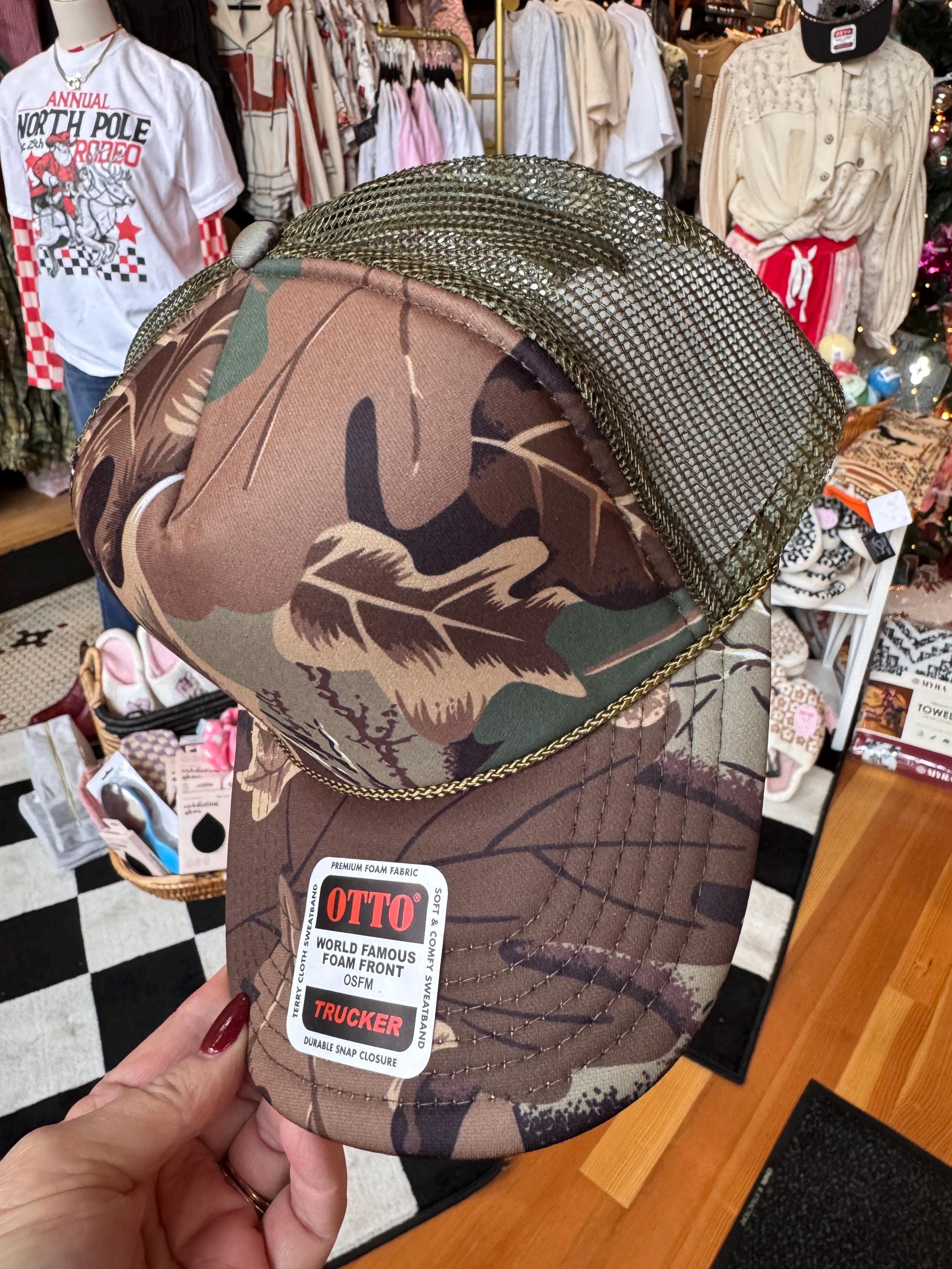 Camouflage Otto Blank Trucker Hat, DIY for Patches, Camo Hat, Mesh Snapback