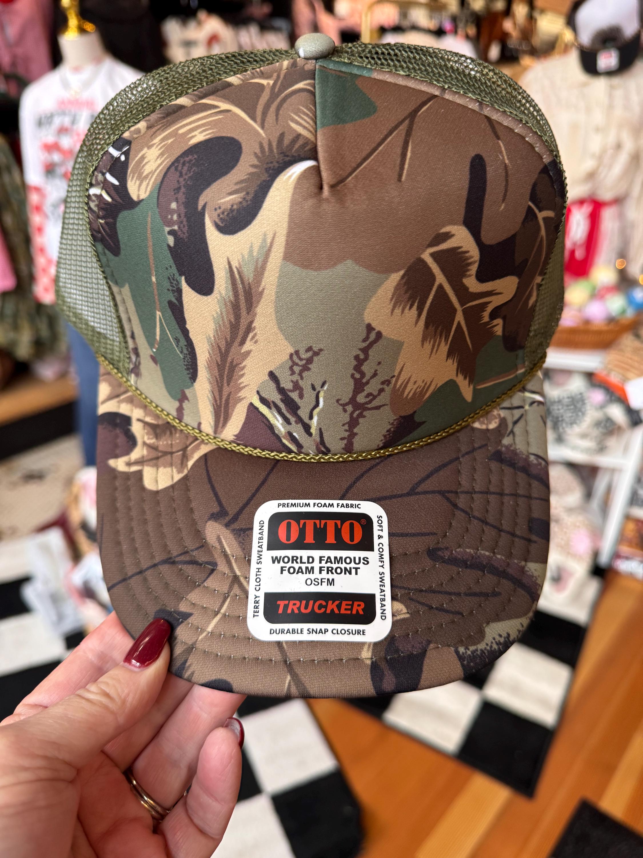 Camouflage Otto Blank Trucker Hat, DIY for Patches, Camo Hat, Mesh Snapback