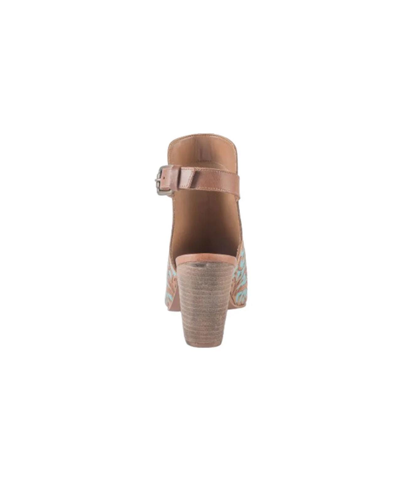 Turquoise Tooled Leather Wedge Sandals: Western Dress Shoes