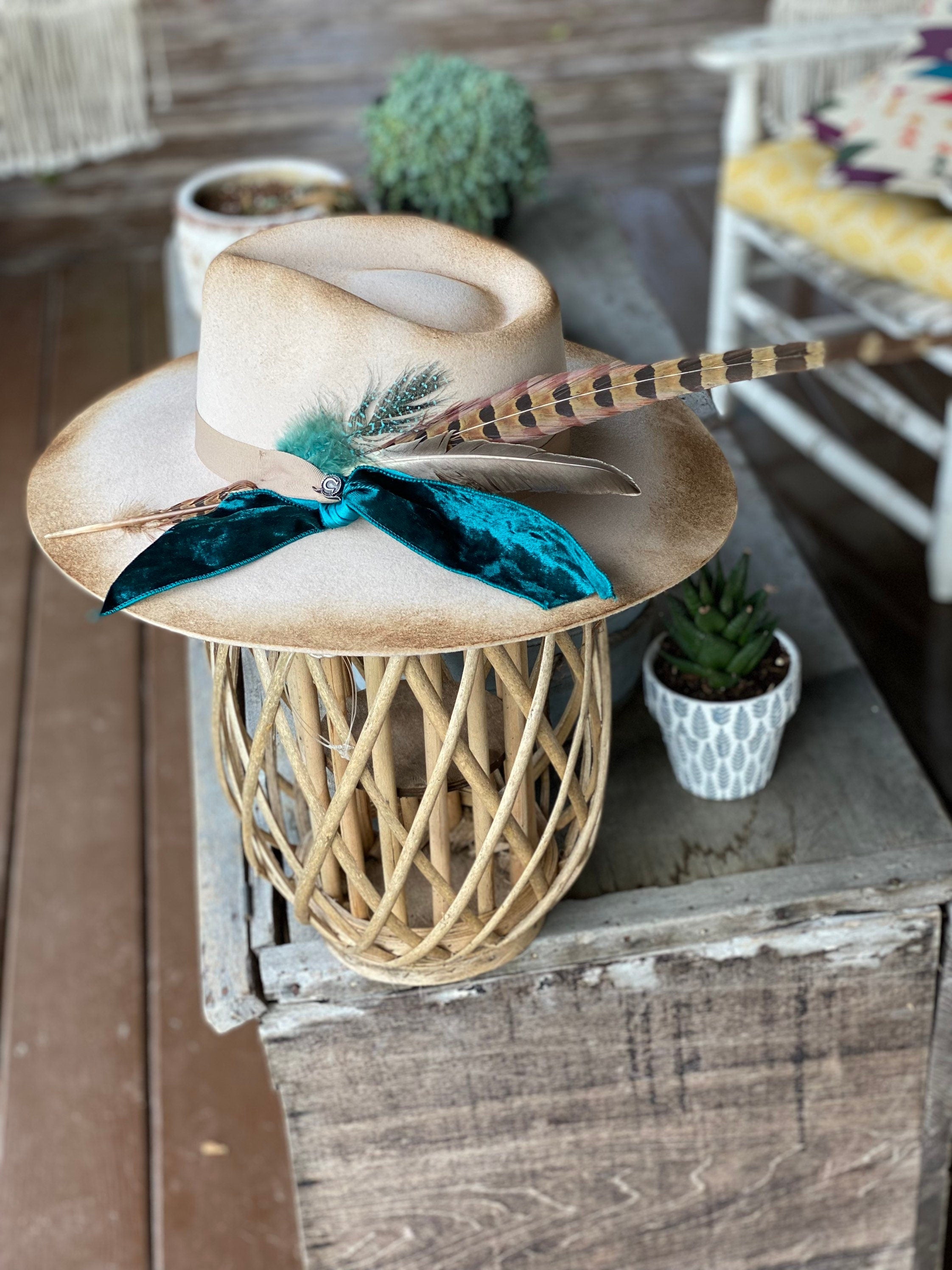 Turquoise Cowgirl custom Charlie 1 Horse Boho Western Hat