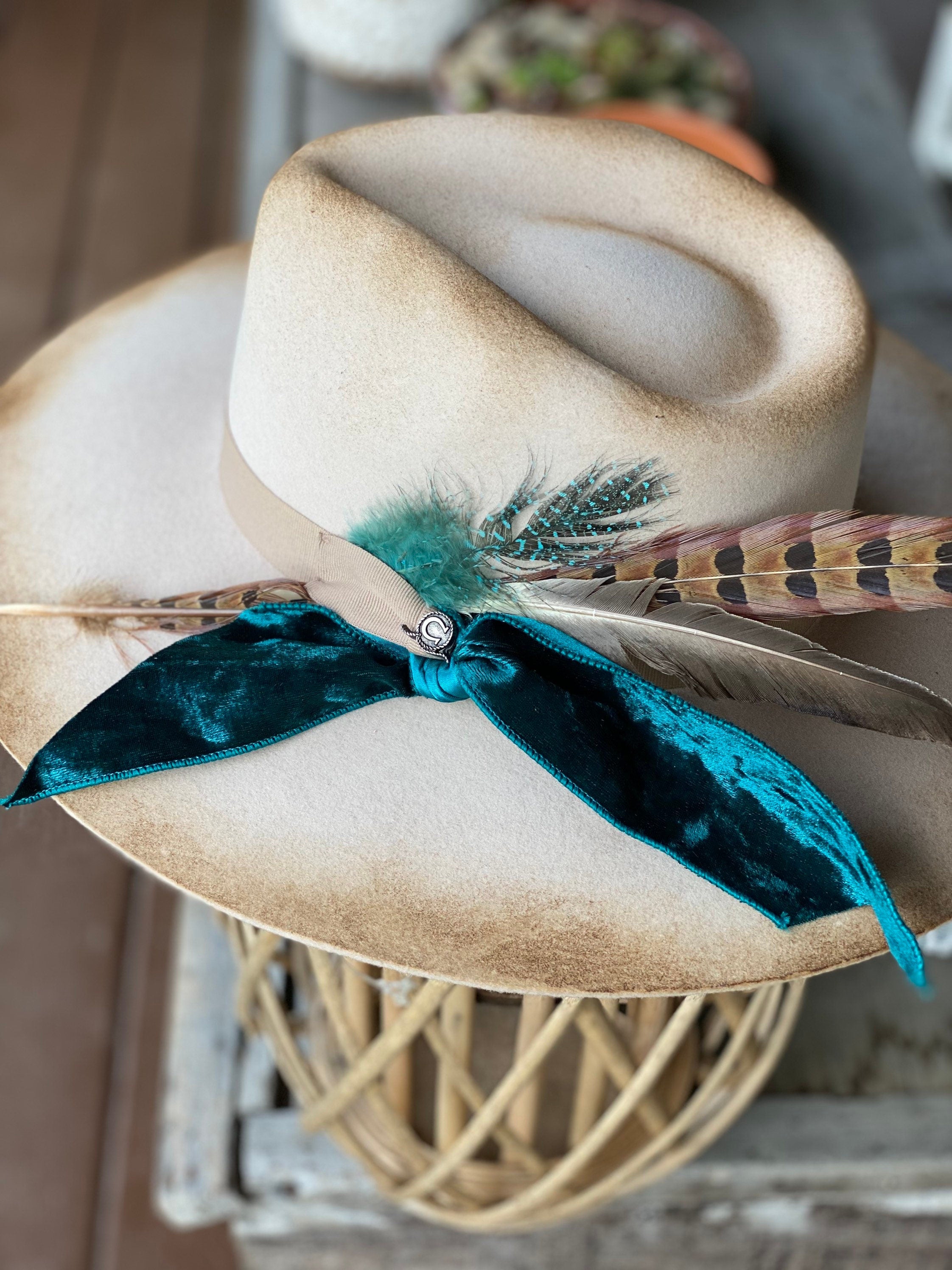 Turquoise Cowgirl custom Charlie 1 Horse Boho Western Hat