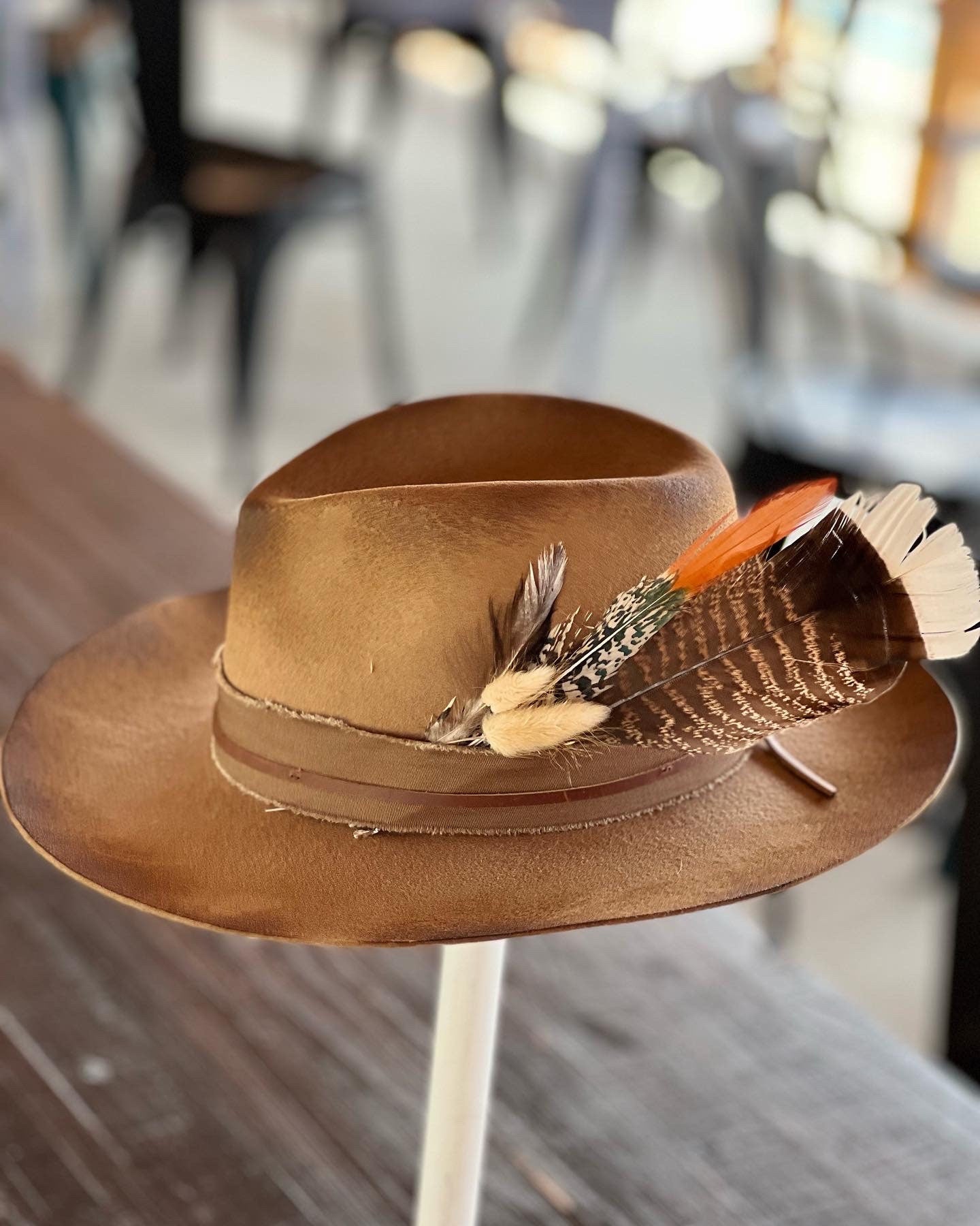 Fallin' Cowgirl Western Boho Brown Felt Hat Custom Branding Initials Personalized