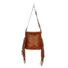 Custom Branded Cowhide Leather Bag with fringe Initials Farm or Cow brand