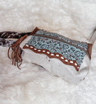 Custom Western Branded Cowhide Tooled Leather Cosmetic Shave Bag Initials Monogram Farm or Cow Brand Turquoise Travel Organizer Kit Case