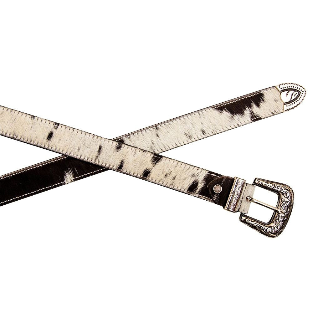 Custom Farm Brand Name/Initials/Monogram Cowhide Western Leather Belt with silver buckle and tip