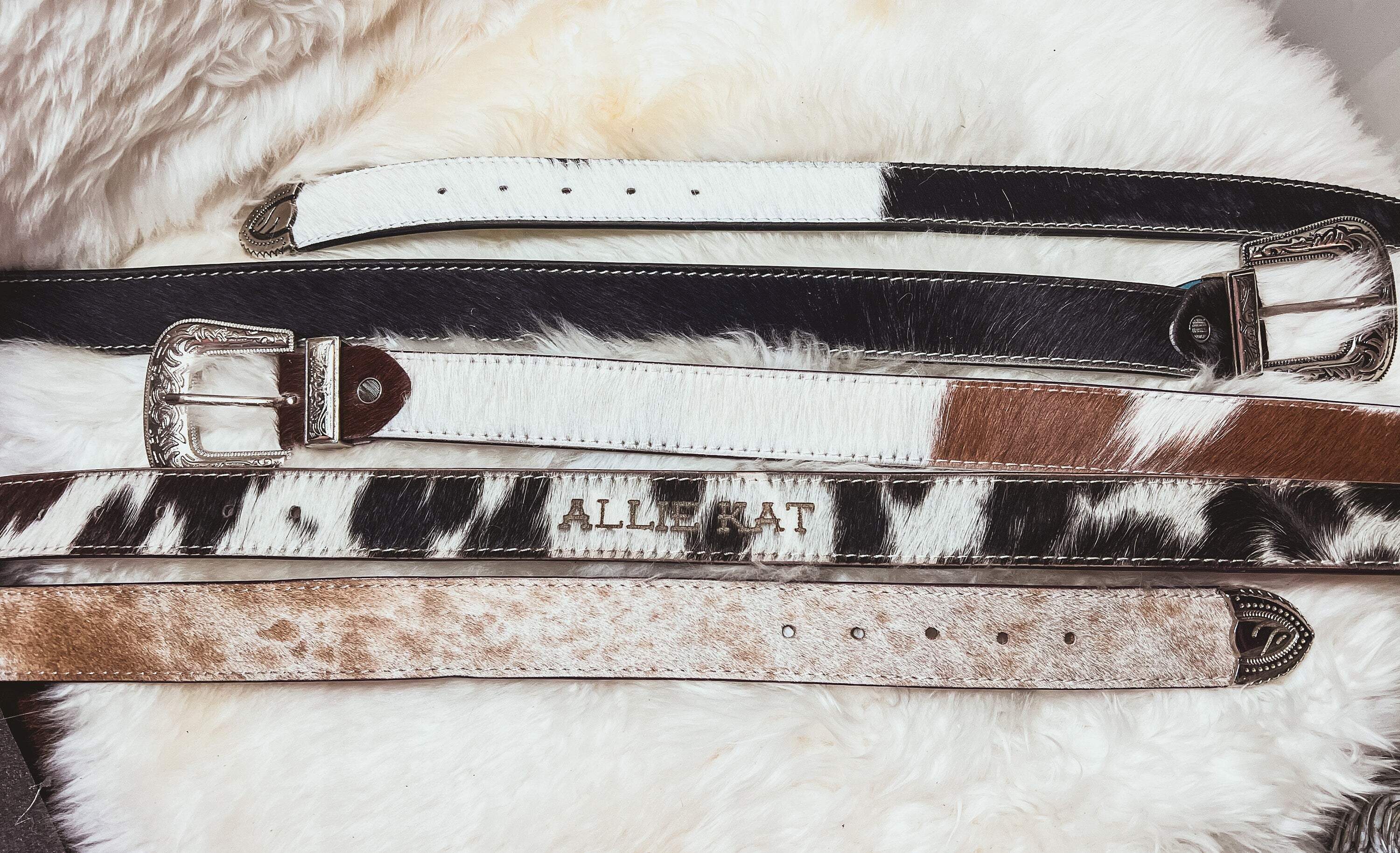 Custom Farm Brand Name/Initials/Monogram Cowhide Western Leather Belt with silver buckle and tip