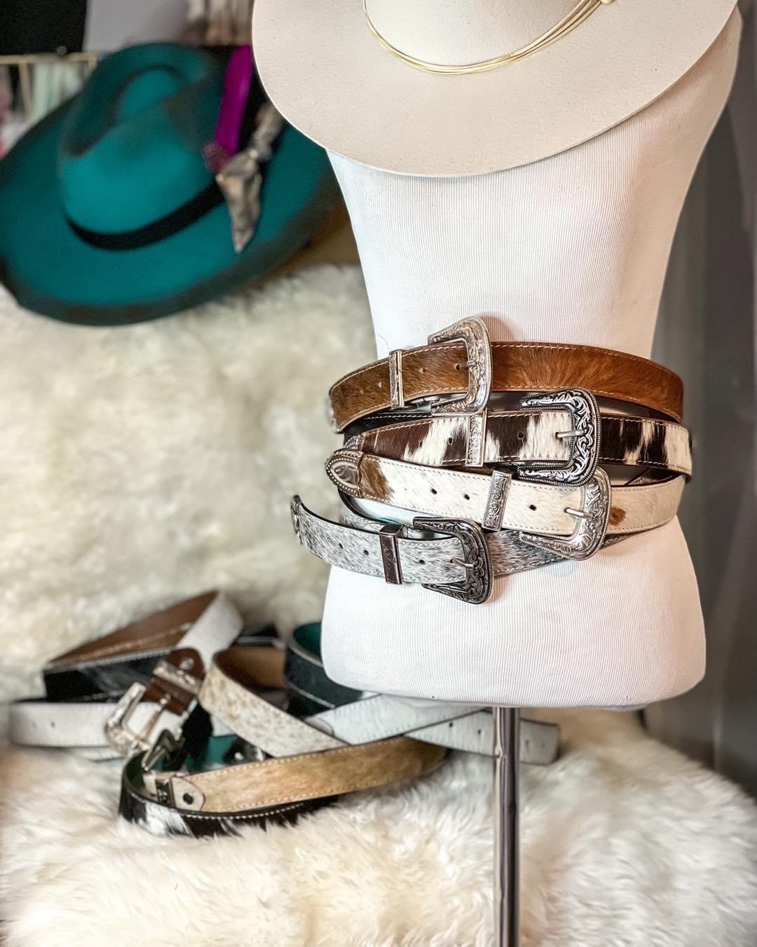 Custom Farm Brand Name/Initials/Monogram Cowhide Western Leather Belt with silver buckle and tip
