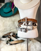 Custom Farm Brand Name/Initials/Monogram Cowhide Western Leather Belt with silver buckle and tip