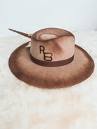 Fallin' Cowgirl Western Boho Brown Felt Hat Custom Branding Initials Personalized