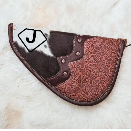 Custom Branded Cowhide Tooled Leather Western Gun Pistol Case 11 inch Farm Brand Cow Brand Initials Personalized Gift